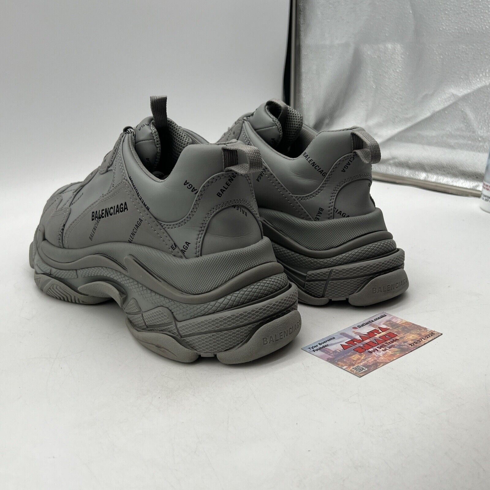 Size 10 - Balenciaga Triple S All Over Logo Grey Black (536737-W2FA1-1810)