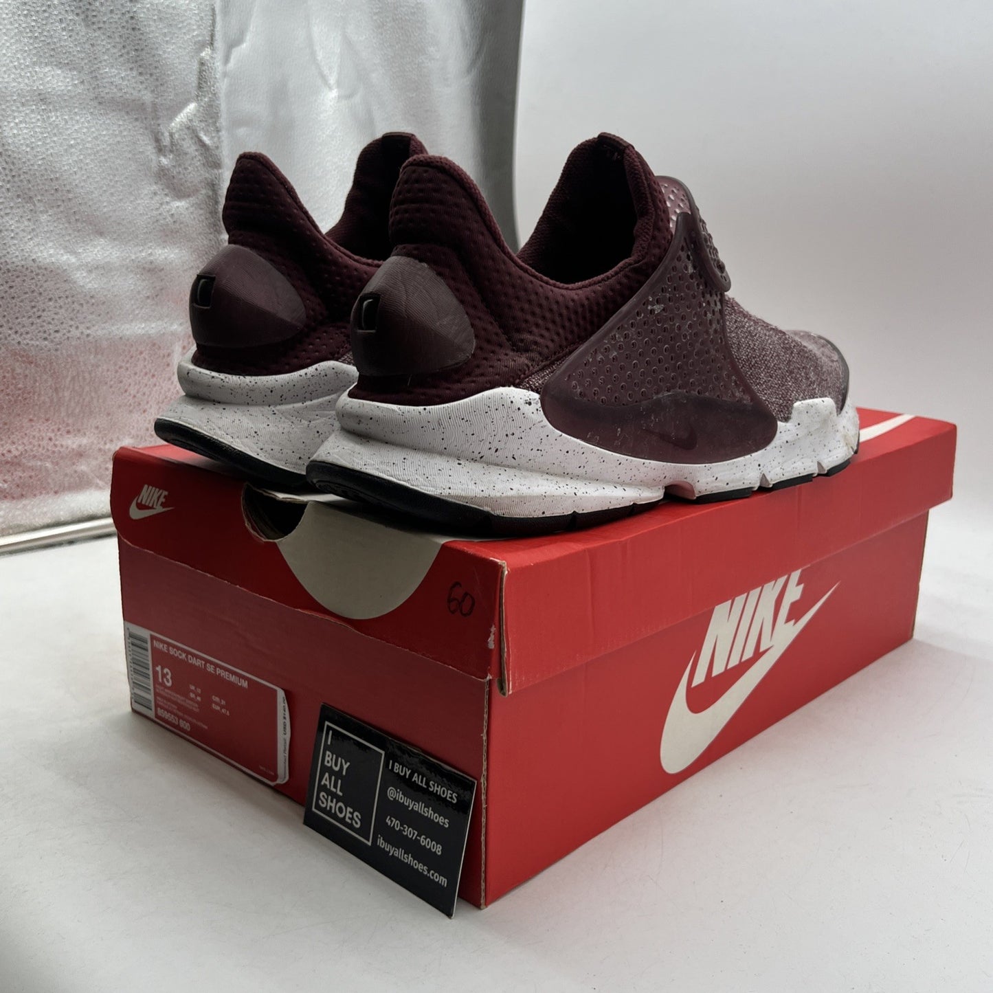 Size 13 - Nike Sock Dart SE Premium Night Maroon (859553-600)