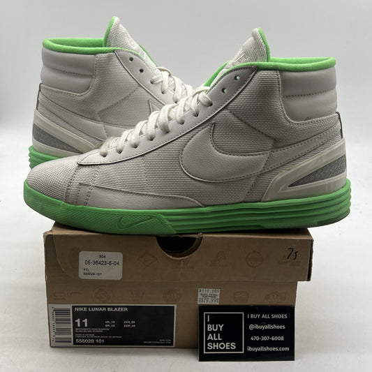 Size 11 - Nike Lunar Blazer White Poison Green (555029-101)
