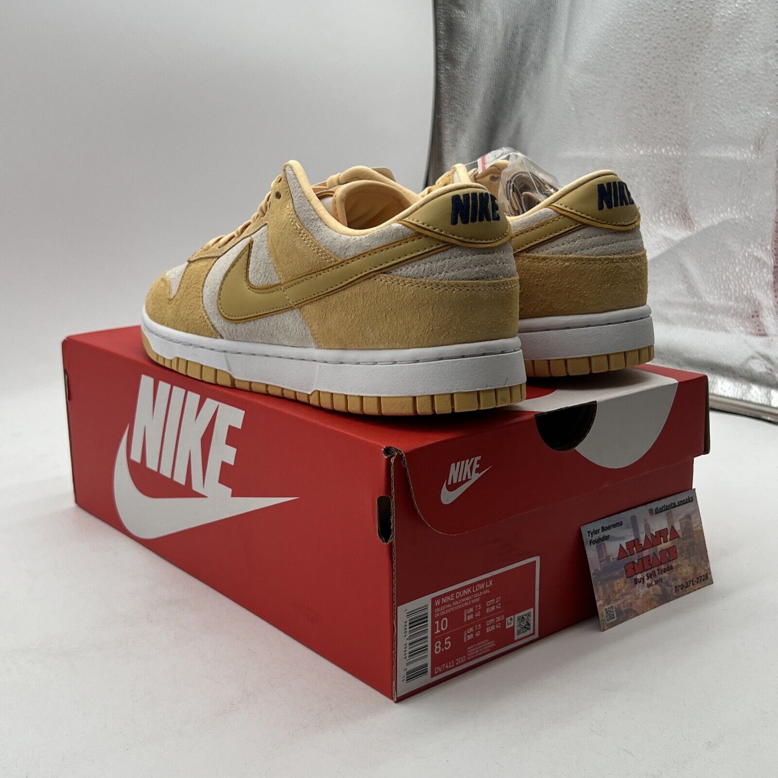 Size 10W - Nike Dunk LX Low Gold Suede (DV7411-200)