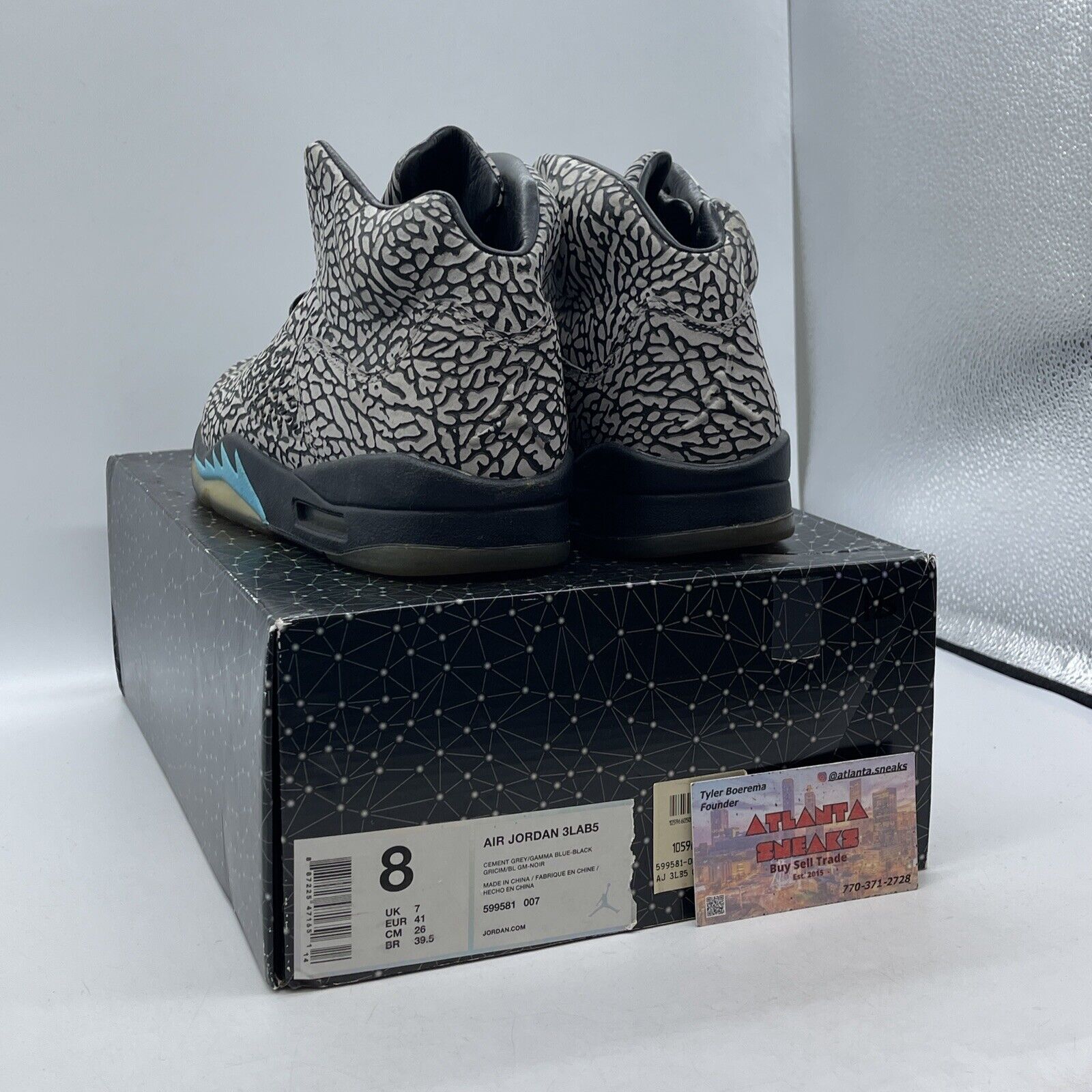 Size 8 - Air Jordan 5 Retro 3Lab5 Grey Black blue Suede Leather (599581-007)