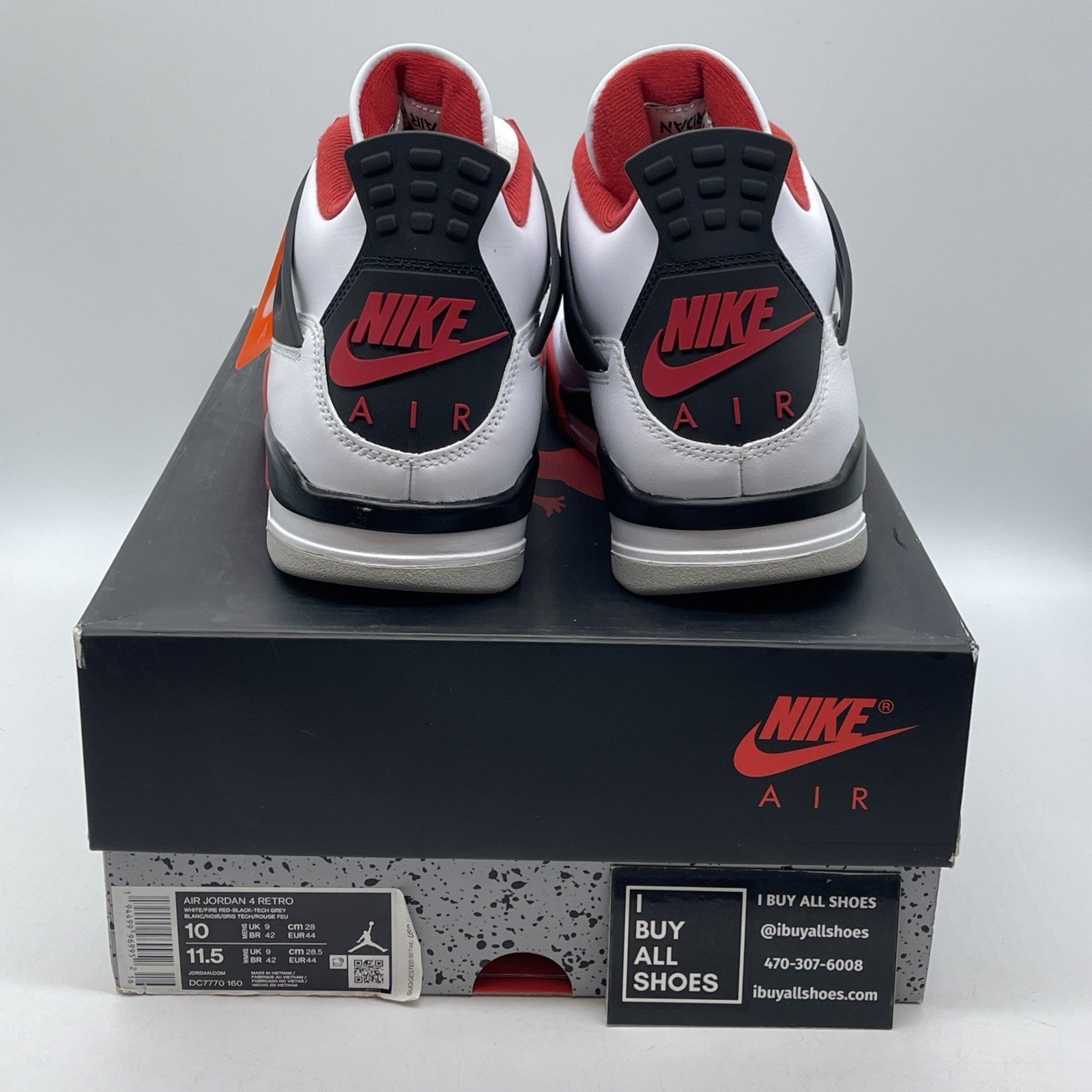 Size 10 - Jordan 4 Retro OG Mid Fire Red Black White Leather (DC7770-160)
