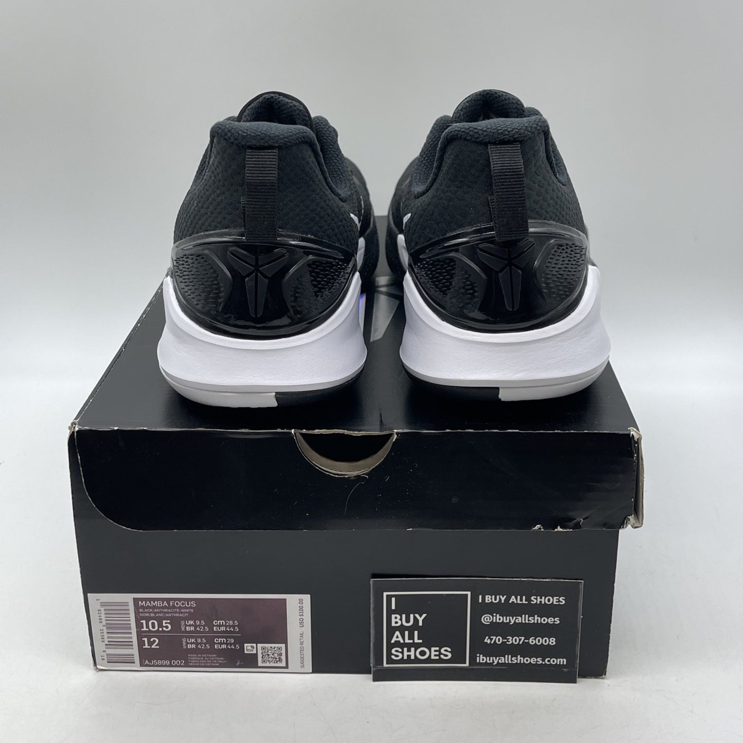 Size 10.5 - Nike Mamba Focus Black White Leather Suede (AJ5899-002)