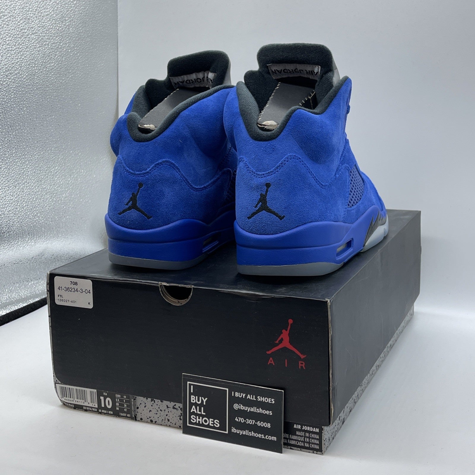 Size 10 - Air Jordan 5 Retro Blue Suede (136027-401)