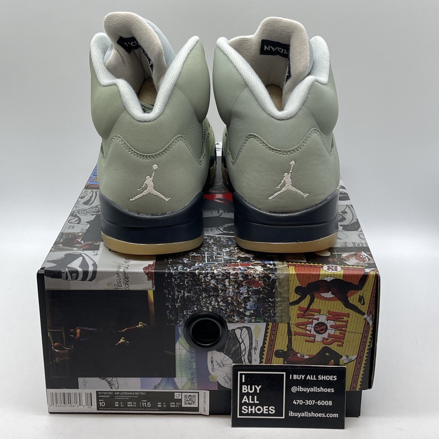 Size 10 - Jordan 5 JADE HORIZON 2022 Green Silver Leather (DC7501-300)