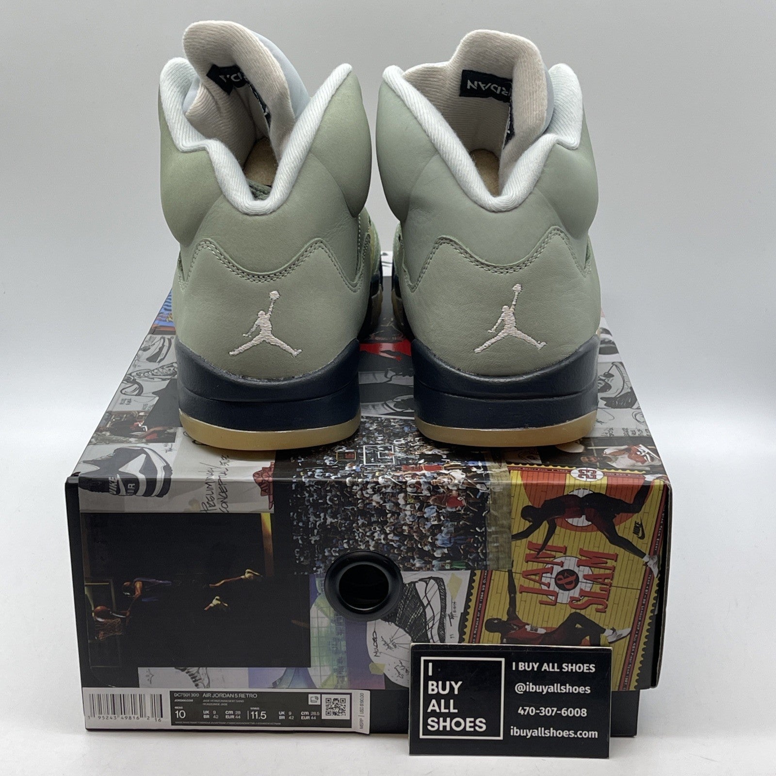 Size 10 - Jordan 5 JADE HORIZON 2022 Green Silver Leather (DC7501-300)