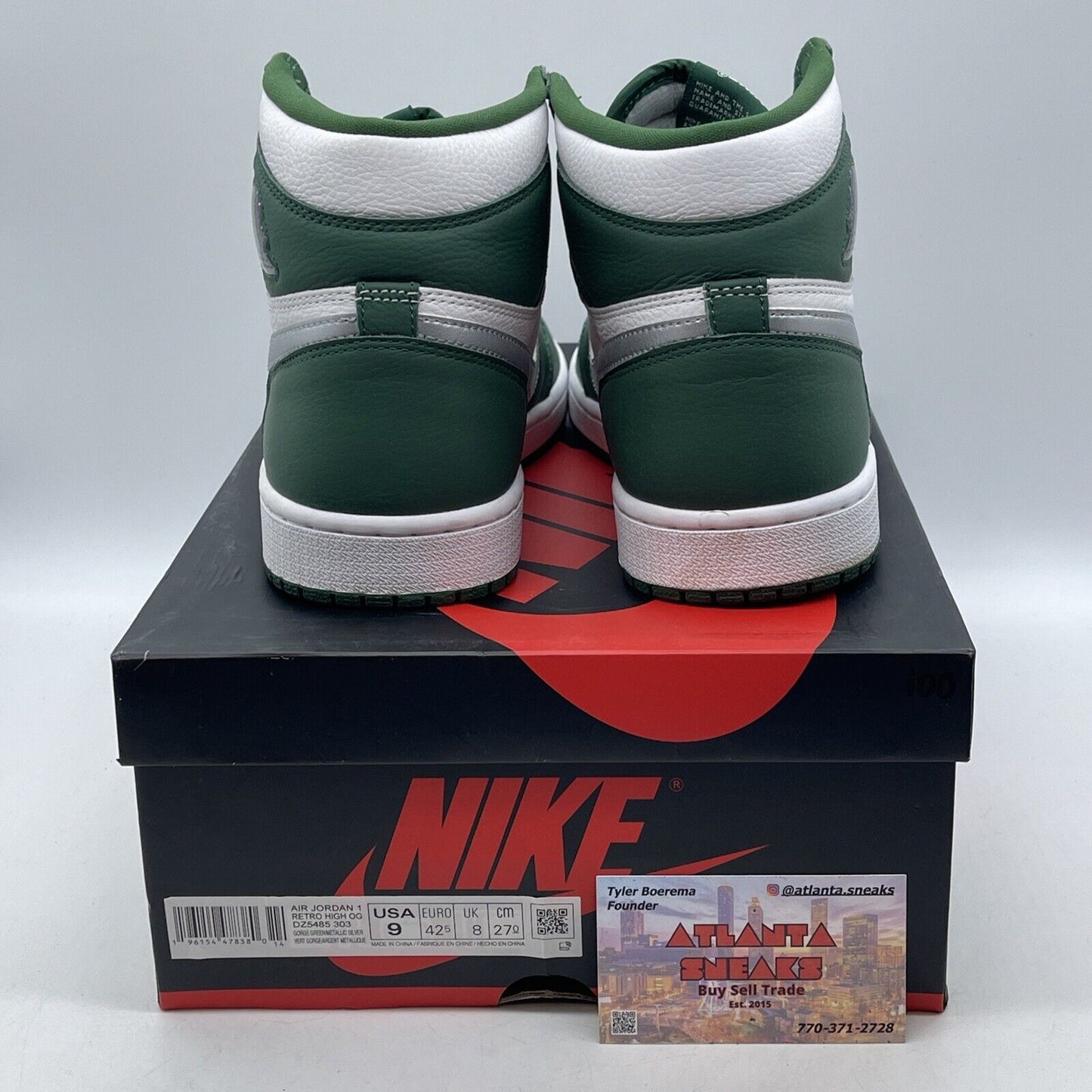 Size 9 - Jordan 1 Retro OG High Gorge Green White Silver Leather (DZ5485-303)