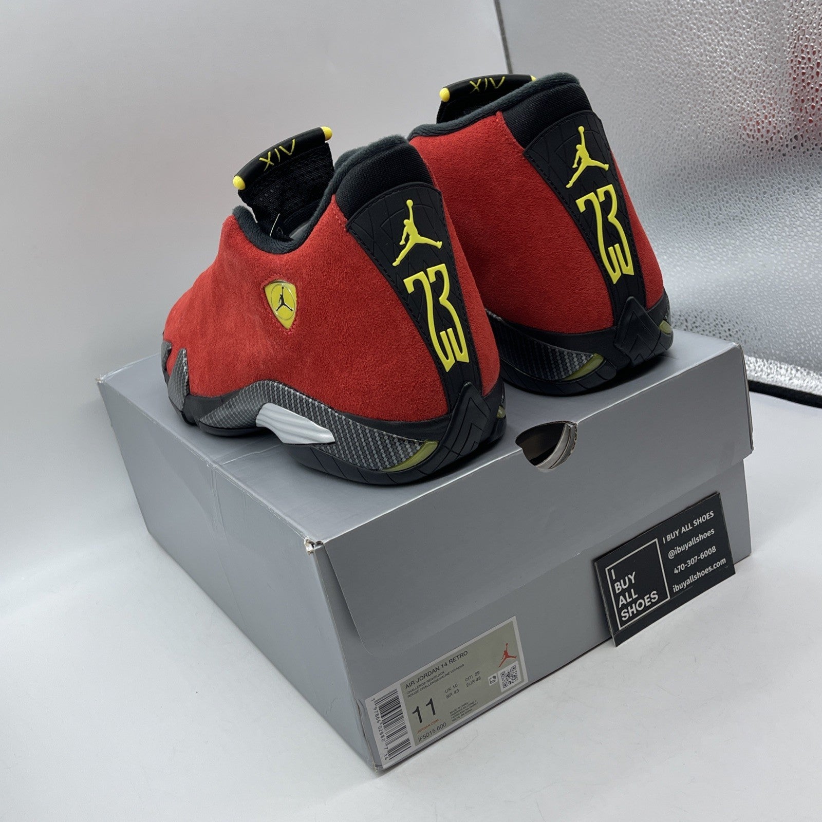 Size 11 - Air Jordan 14 Retro 2025 Ferrari Red Black Suede (IF5015-600)