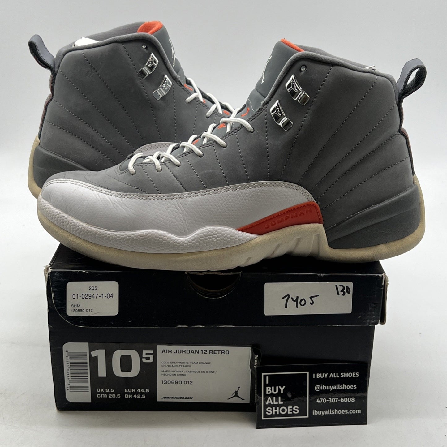 Size 10.5 - Air Jordan 12 Retro Cool Grey (130690-012)
