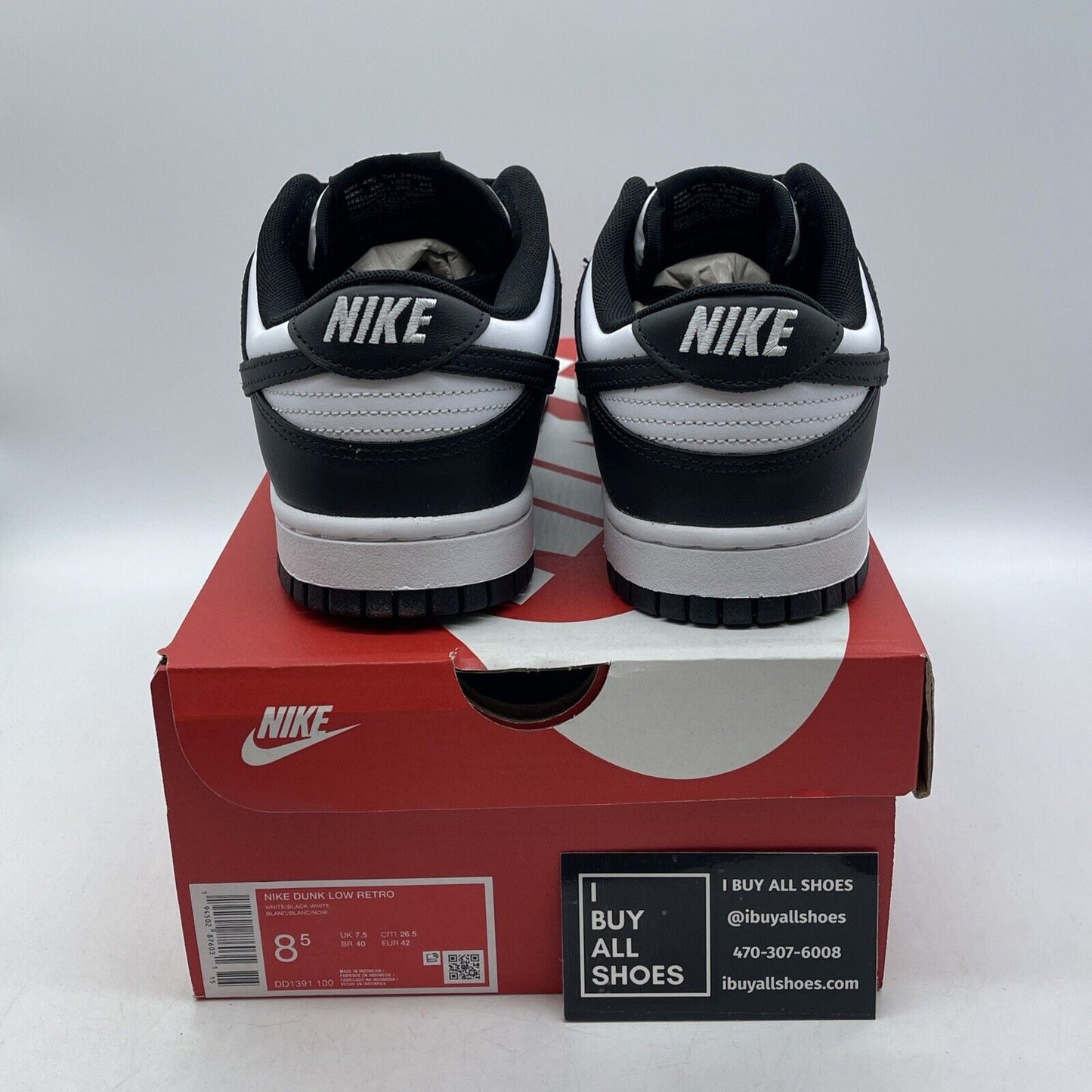 Size 8.5 - Nike Dunk Low Black White Suede Leather (DD1391-100)