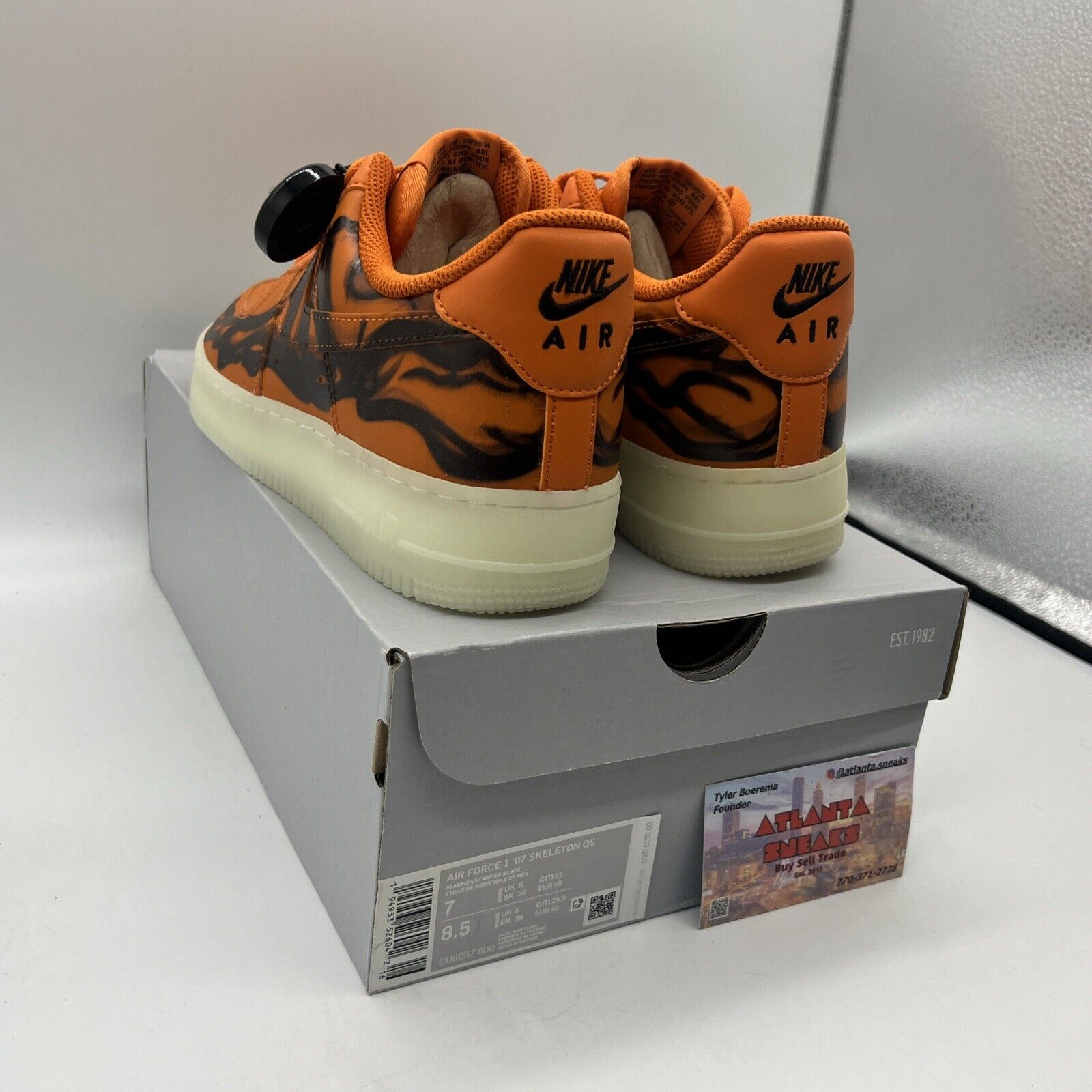 Size 7 - Nike Air Force 1 Low Orange Skeleton Brand New Og All Leather DS