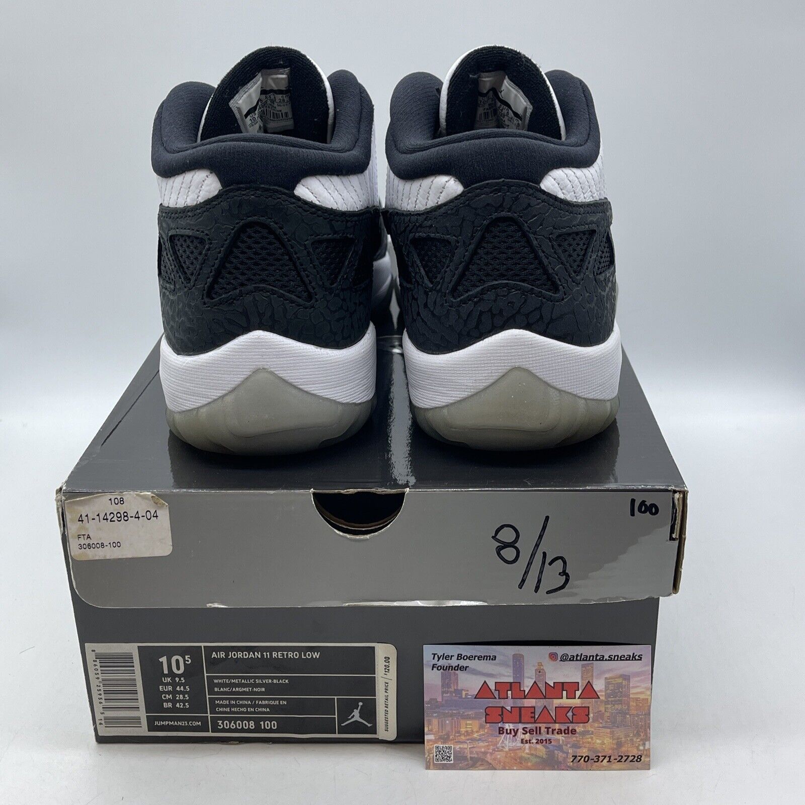 Size 10.5 - Air Jordan 11 Retro IE Low White Black Suede Leather (306008-100)