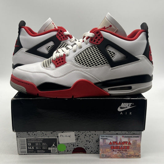 Size 13 - Jordan 4 Retro OG Mid Fire Red Black White Leather (DC7770-160)