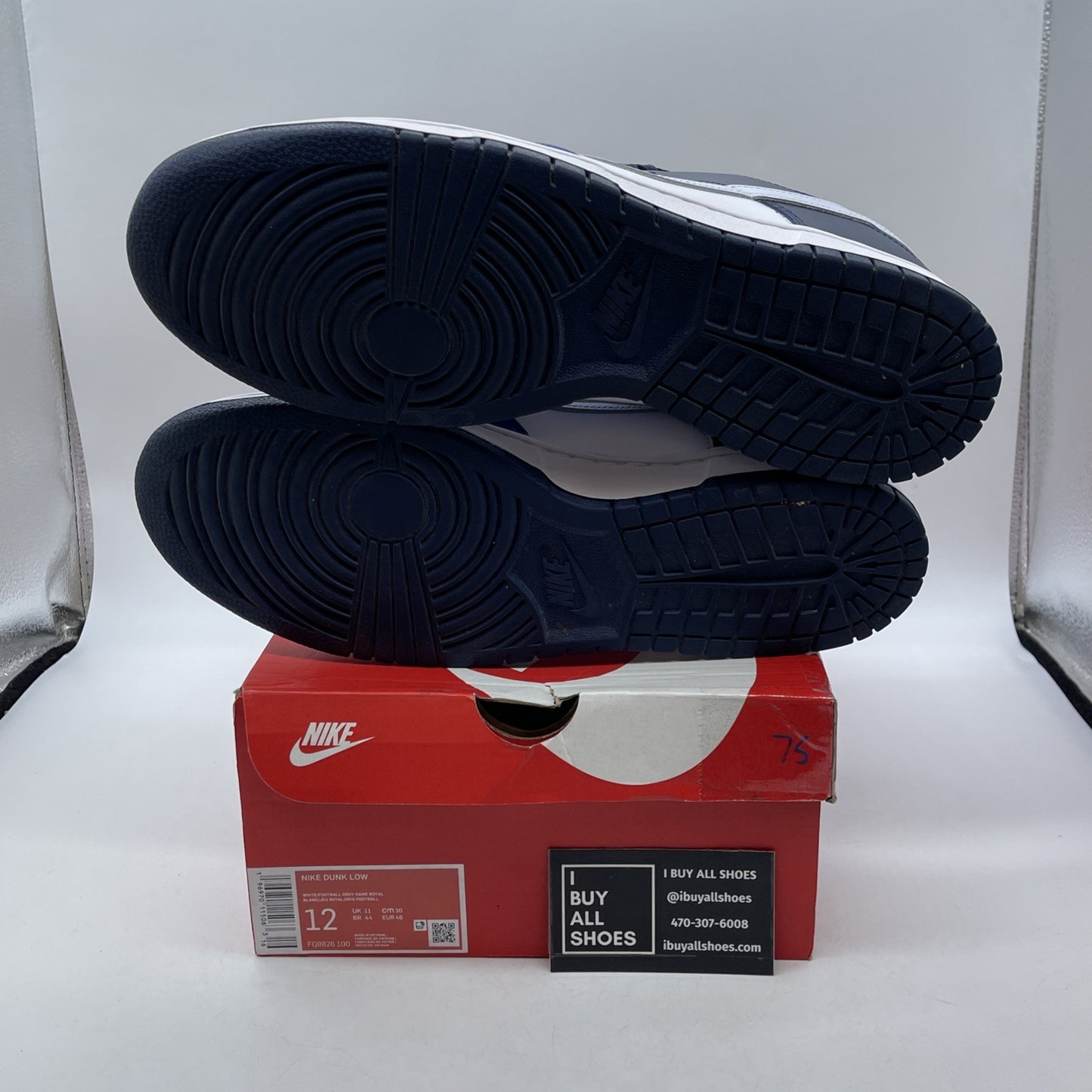 Size 12 - Nike Dunk Low Game Royal Navy Blue White Leather (FQ8826-100)