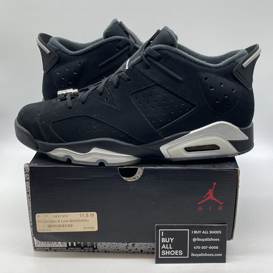 Size 11.5 - Air Jordan 6 Retro Low Chrome Silver Black Suede (304401-003)