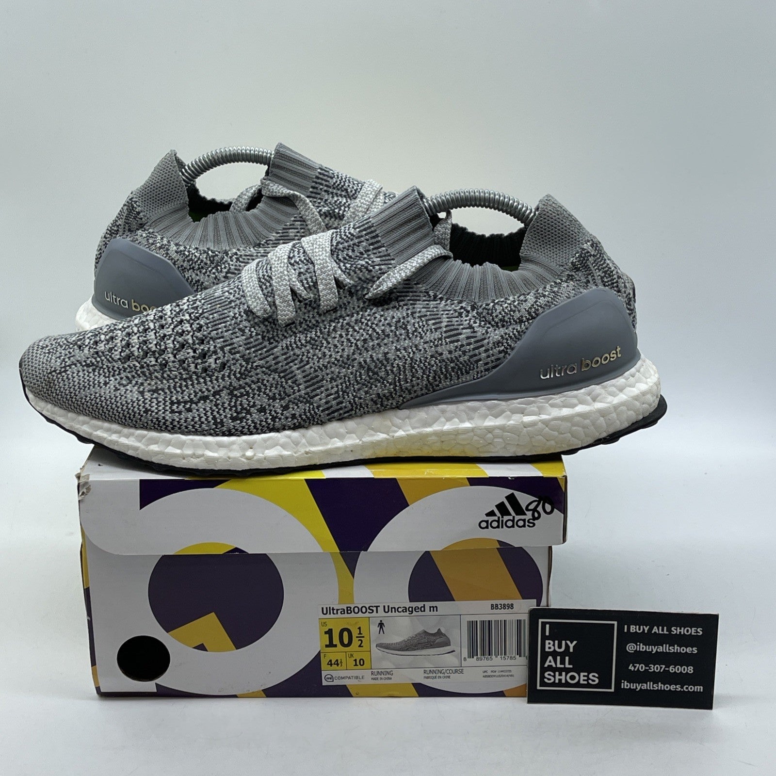 Size 10.5 - adidas UltraBoost Uncaged Grey White Suede (BB3898)