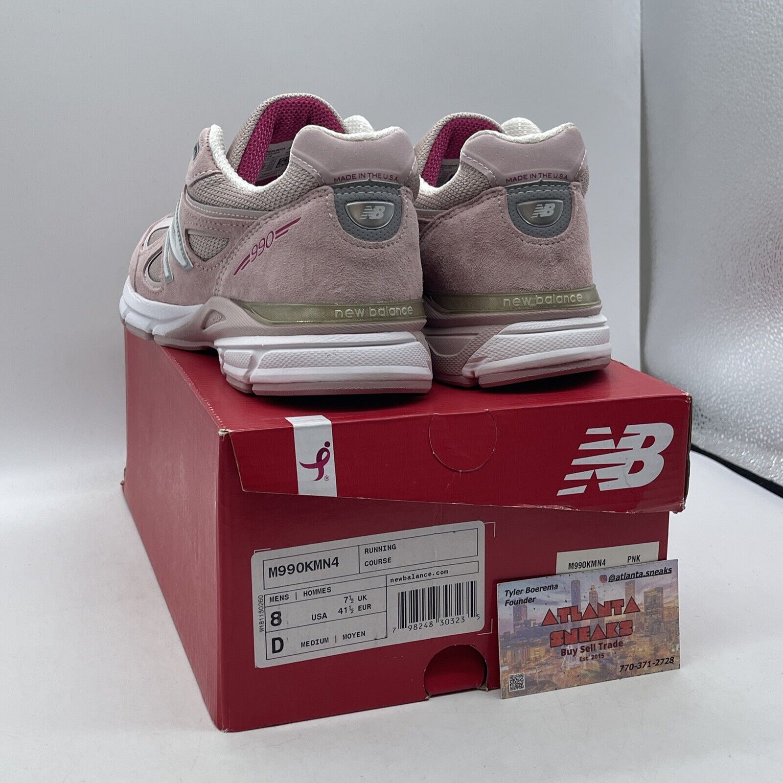 Size 8 - New Balance 990v4 Made In USA Pink Ribbon Suede Leather (M990KMN4)