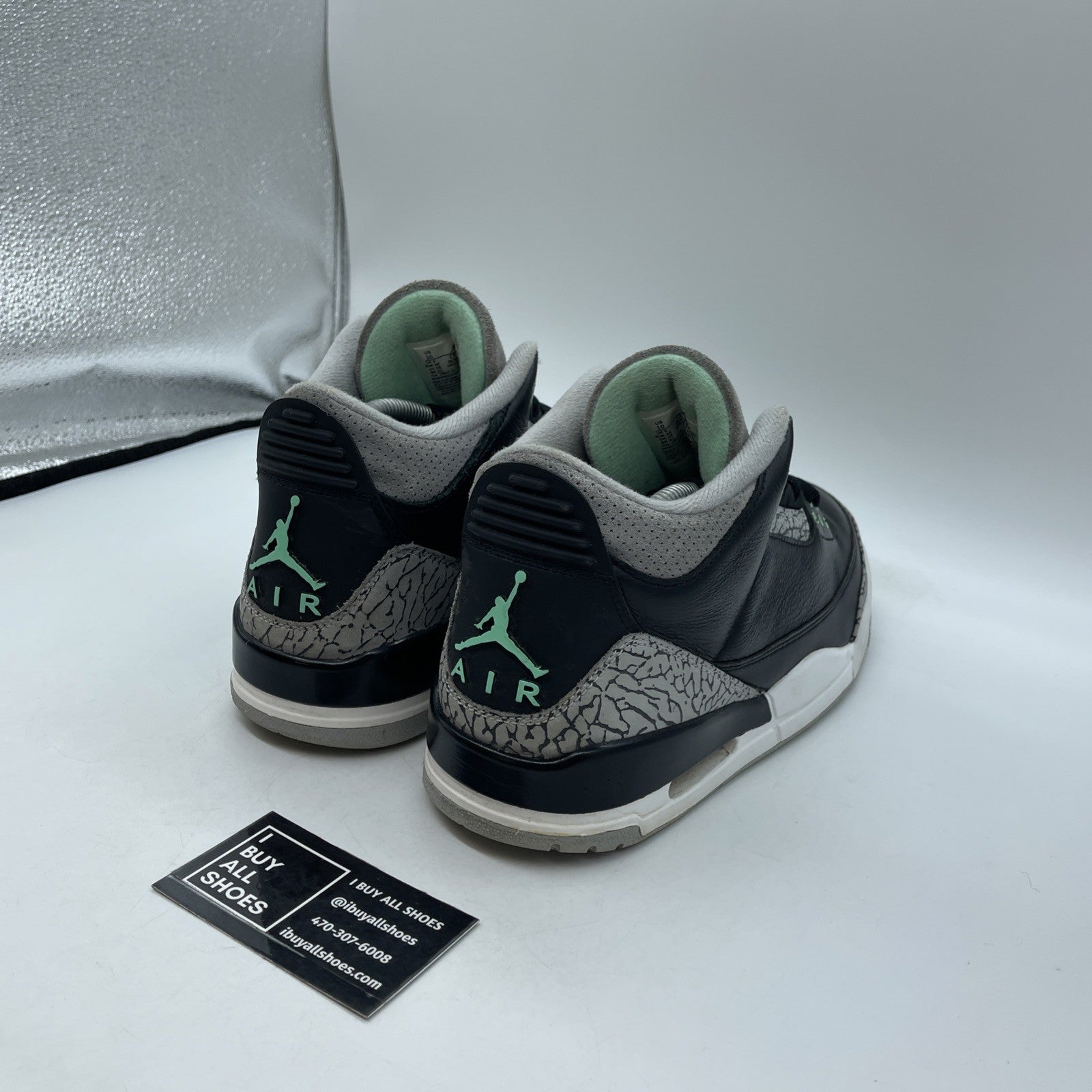 Size 10 - Air Jordan 3 Retro Green Glow Black Grey Suede Leather (CT8532-031)