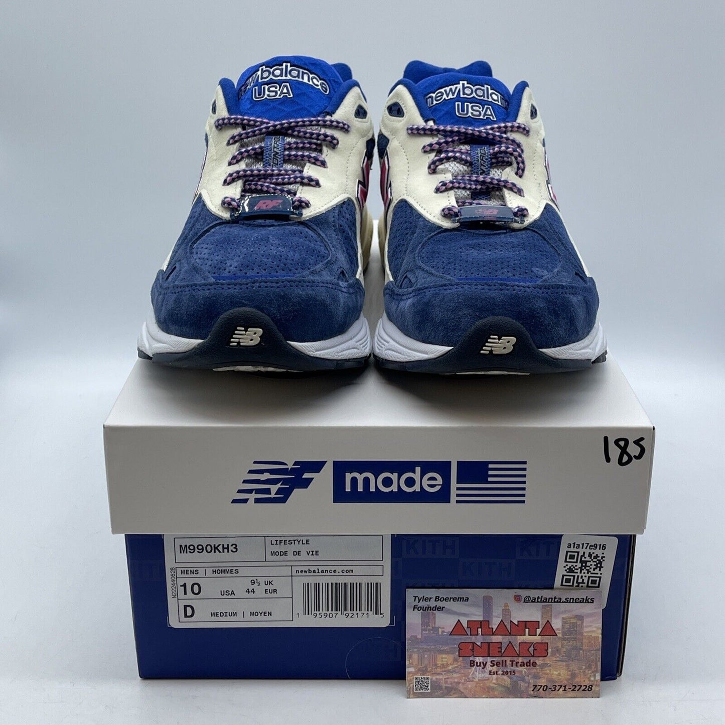 Size 10 - New Balance Kith x 990v3 Made In USA Daytona Navy White (M990KH3)