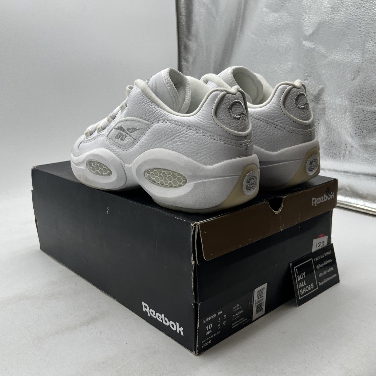 Size 10 - Reebok Question Low White (V53547)