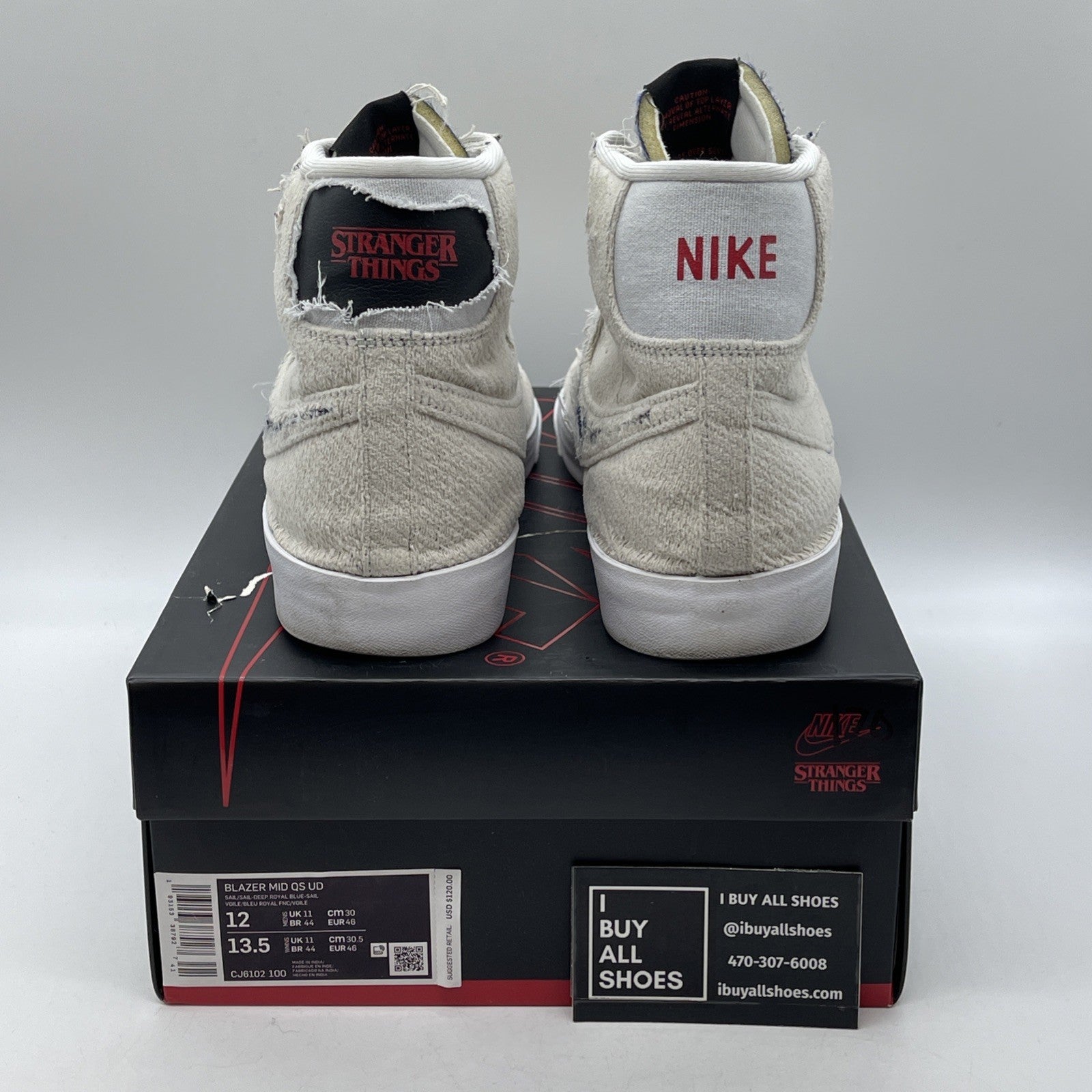 Size 12 - Nike Stranger Things x Blazer QS Mid Upside Down Grey (CJ6102-100)