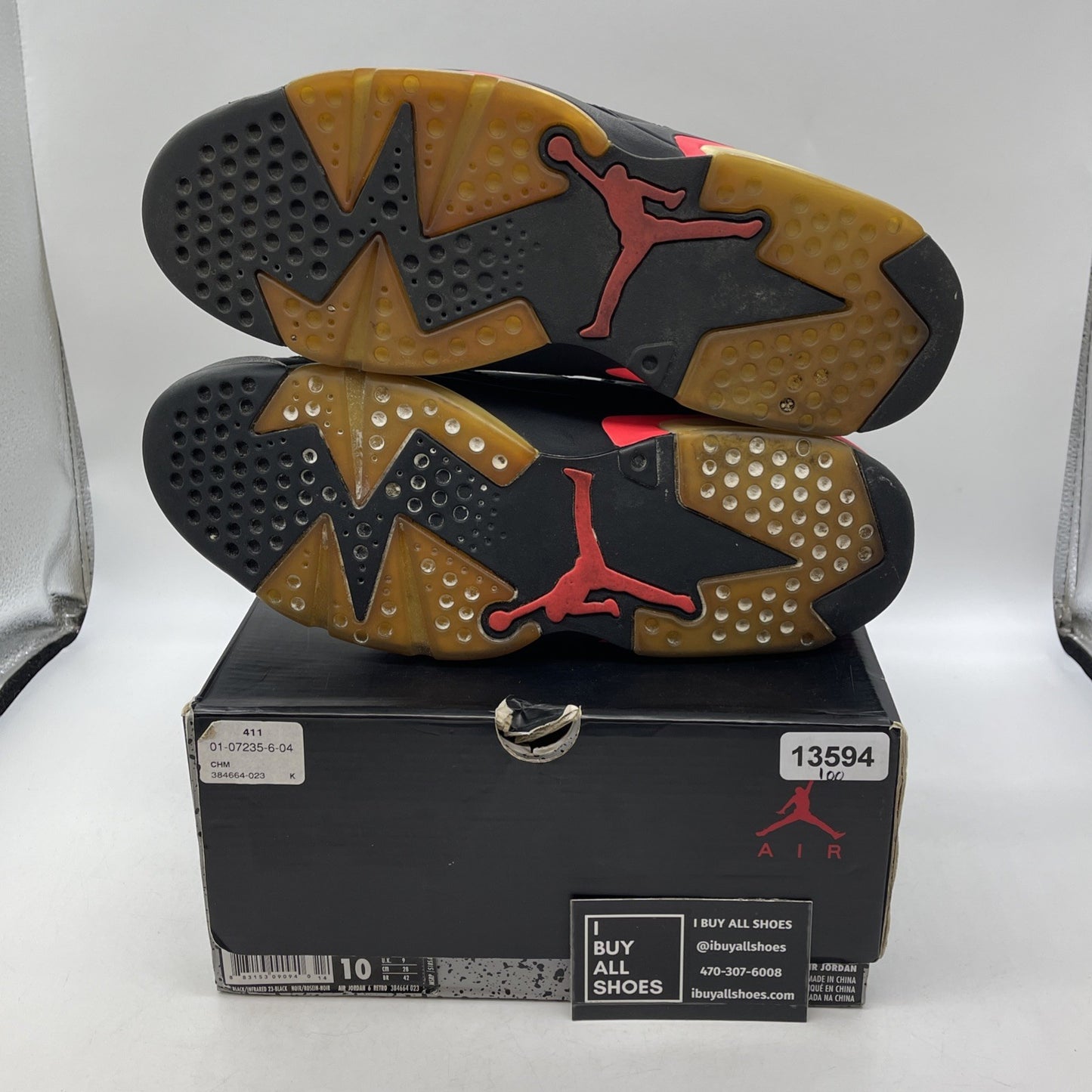 Size 10 - Jordan 6 Retro Infrared Black Pink Suede (384664-023)