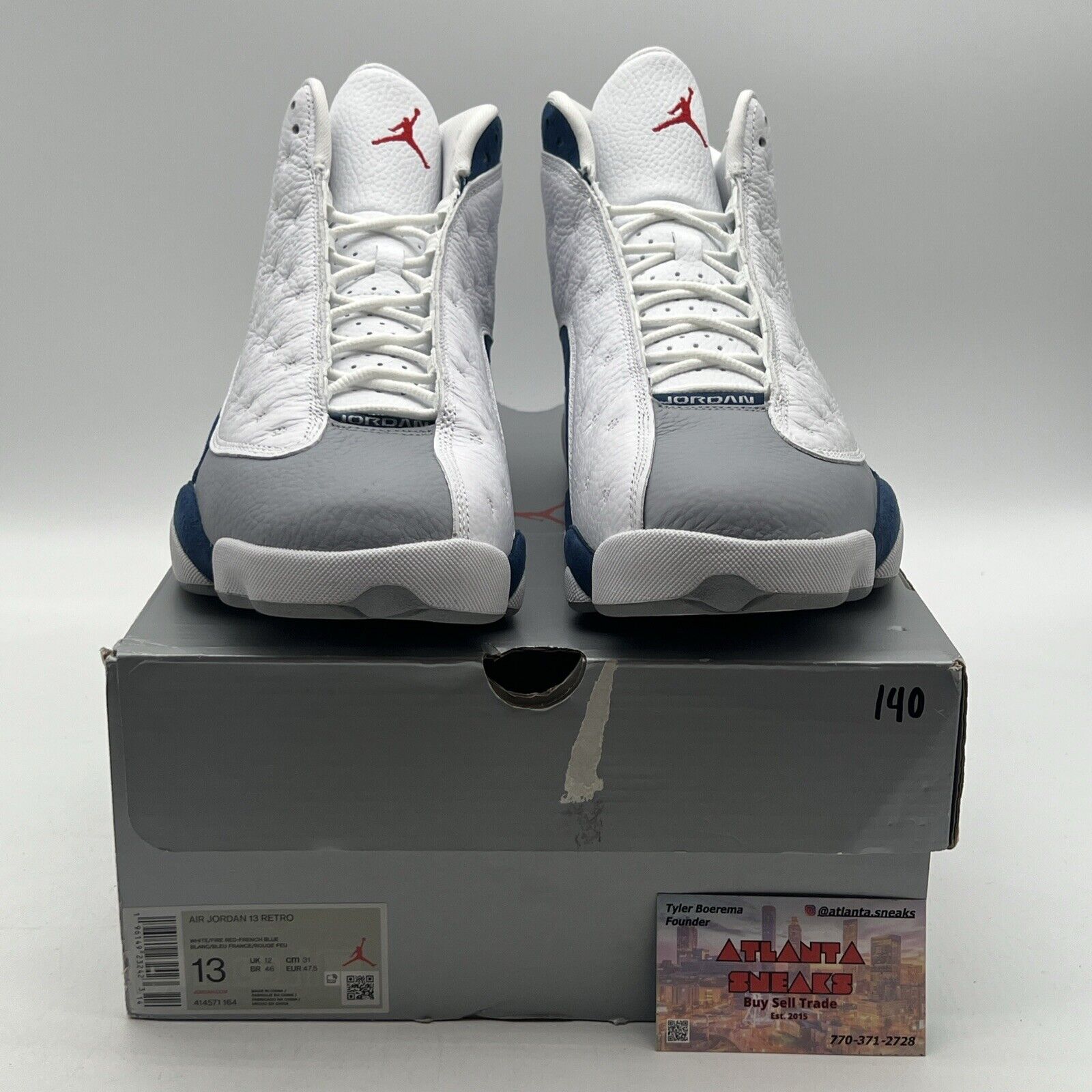 Size 13 - Jordan 13 Retro Mid French Blue White Grey Suede Leather (414571-164)