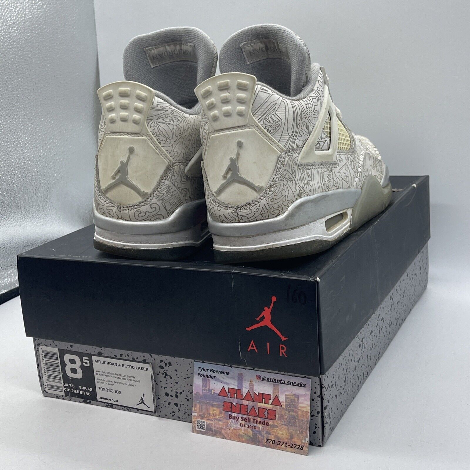 Size 8.5 - Air Jordan 4 Retro 30th Anniversary Laser Solver Leather (705333-105)