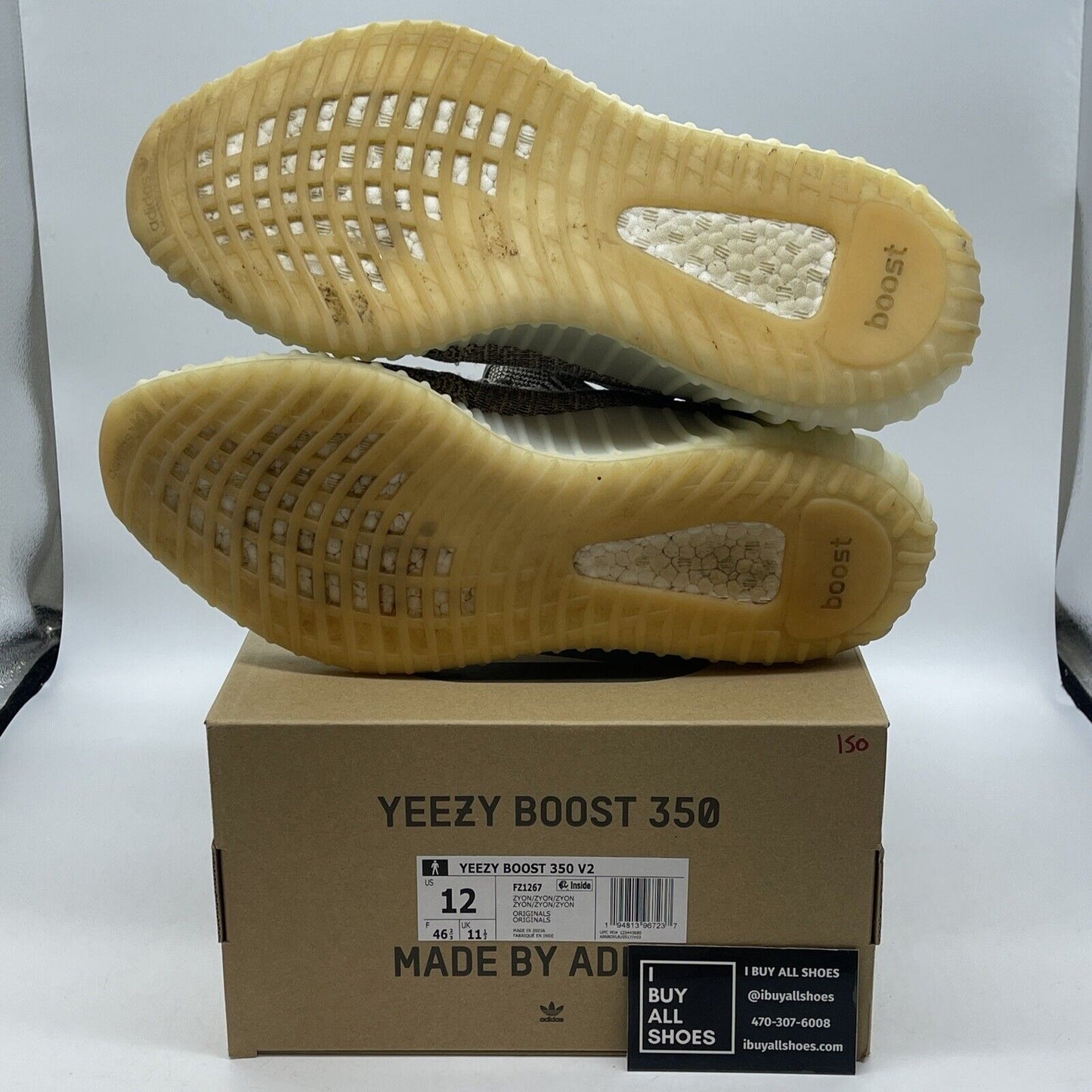 Size 12 - adidas Yeezy Boost 350 V2 Low Zyon White Black Suede (FZ1267)