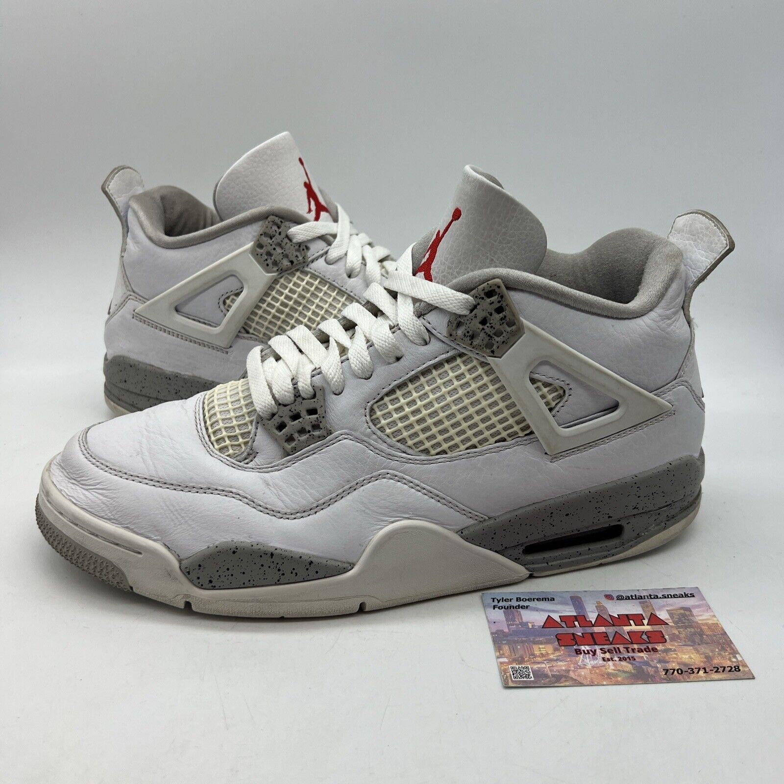 Size 9.5 - Jordan 4 Retro Mid White Oreo Grey Leather Black (CT8527-100)