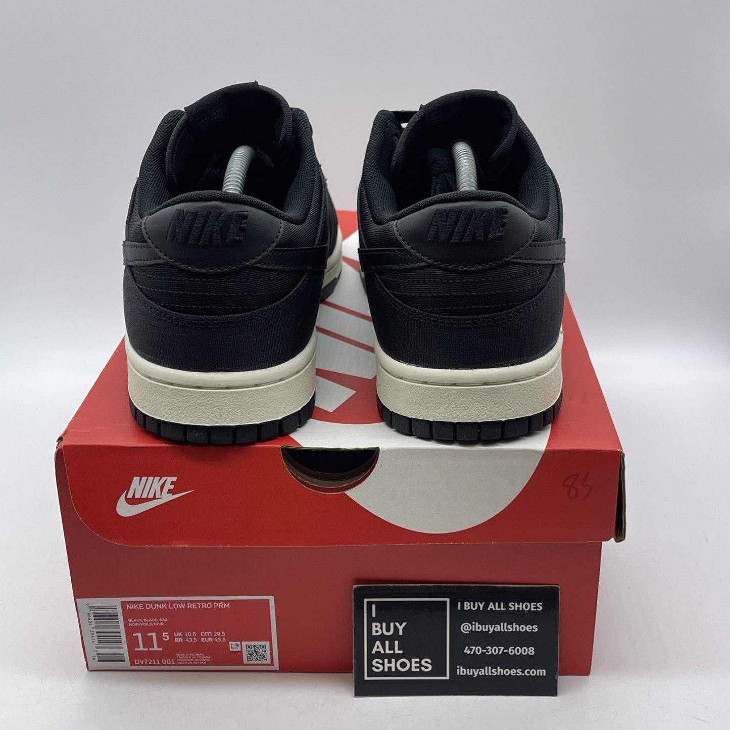 Size 11.5 - Nike Dunk Low Black Canvas Suede Leather (DV7211-001)