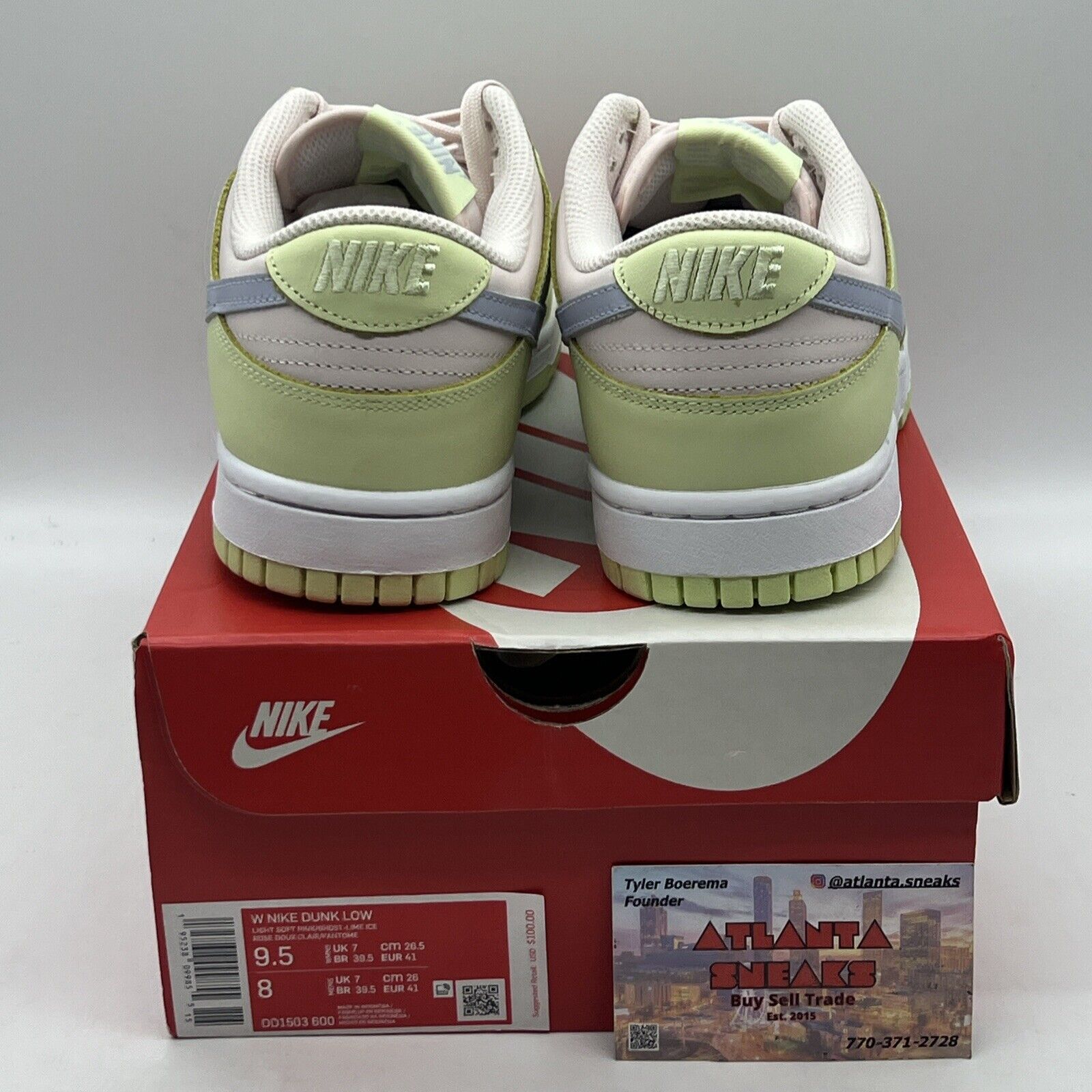 Size 9.5 - Nike Dunk Low Ghost/Light Soft Pink/Lime Ice/White Brand New Og All