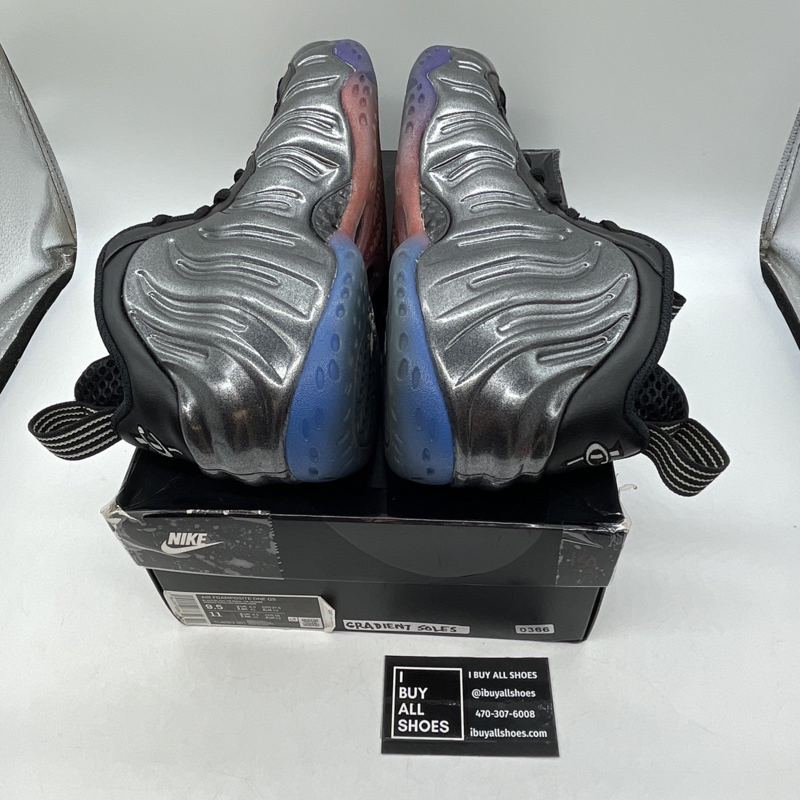 Size 9.5 - Nike Air Foamposite One QS Gradient Soles Grey Suede (CU8063-001)