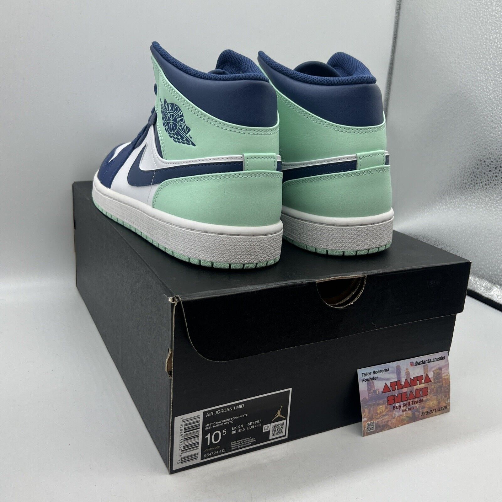 Size 10.5 - Jordan 1 Mid Blue Mint 2022 Brand New Og All