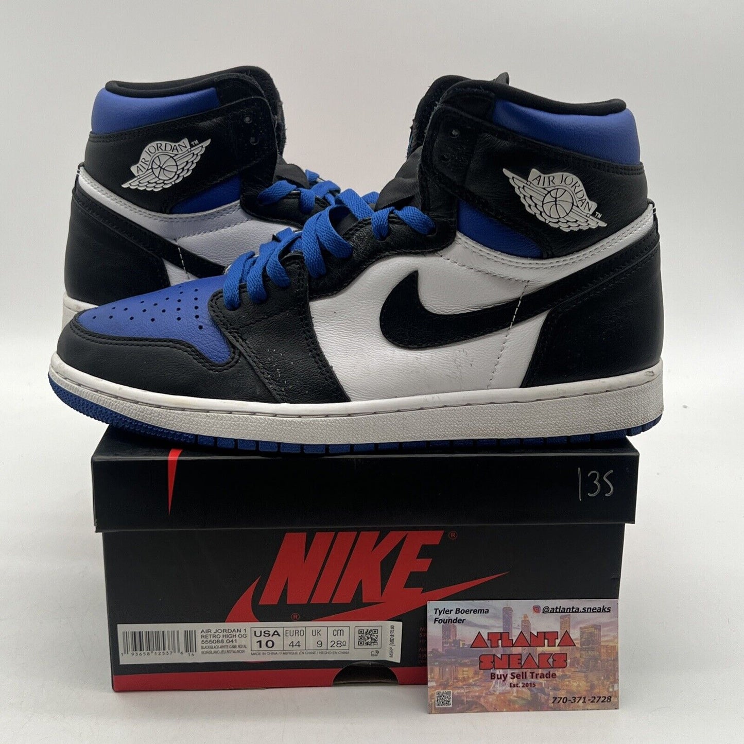 Size 10 - Jordan 1 Retro OG High Royal Toe Black White Leather Blue  555088-041