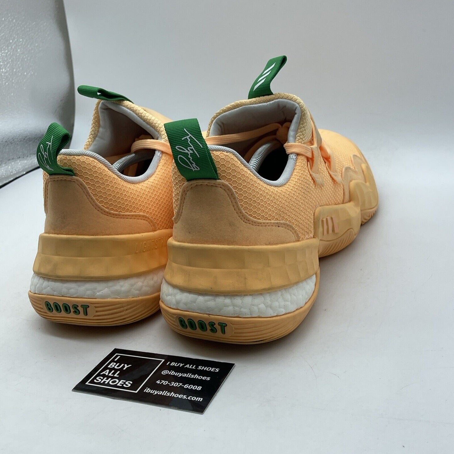 Size 13.5 - adidas Trae Young 1 Peachtree Orange Green White Suede (GW3639)