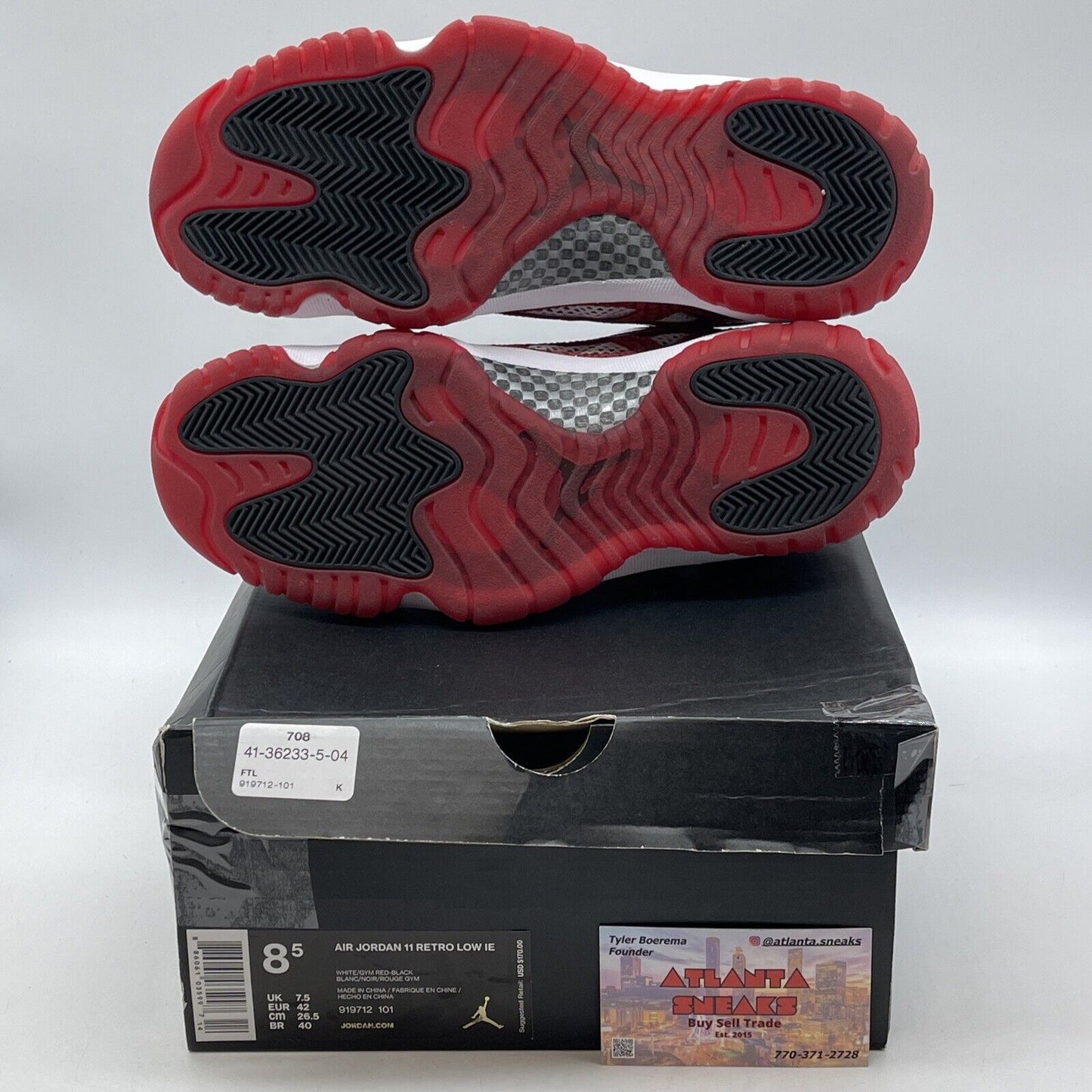 Size 8.5 - Air Jordan 11 Retro IE Low Gym Red Suede White Leather (919712-101)