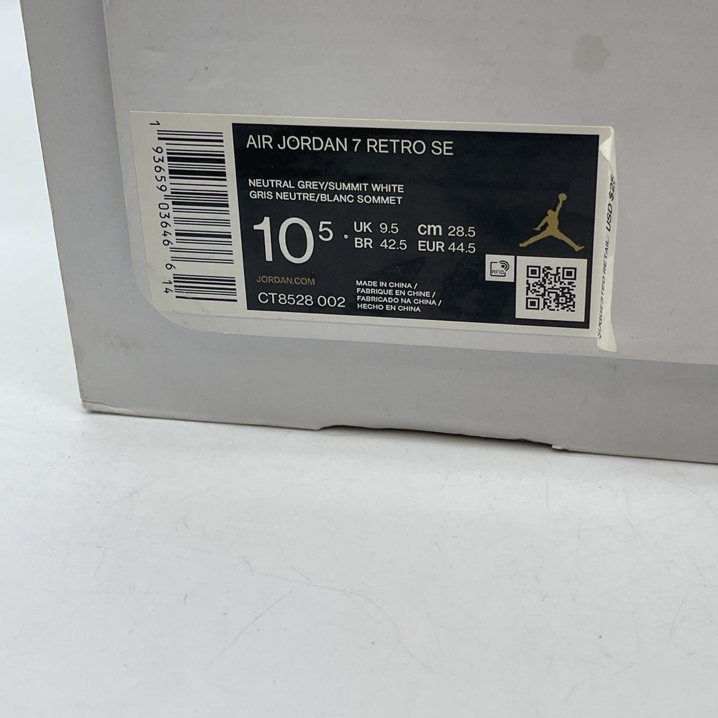 Size 10.5 - Air Jordan 7 Retro SE Hare 2.0 Grey Pink Suede (CT8528-002)