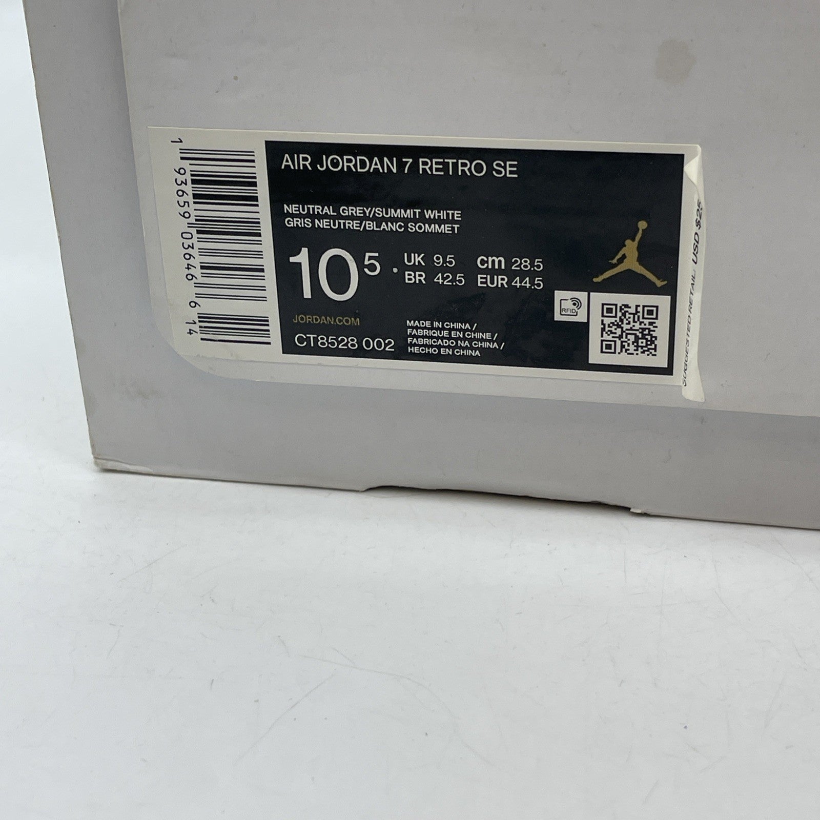 Size 10.5 - Air Jordan 7 Retro SE Hare 2.0 Grey Pink Suede (CT8528-002)