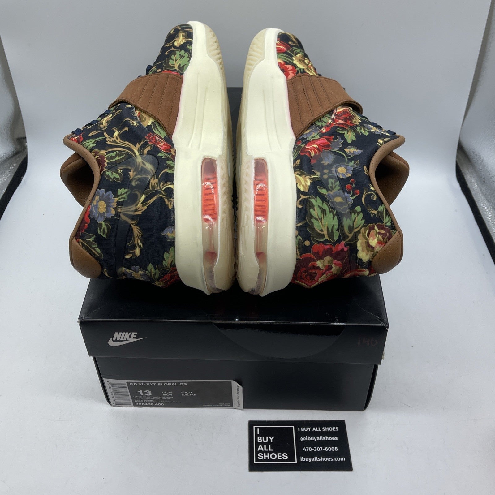 Size 13 - Nike KD 7 EXT QS Floral Brown Black Suede Leather (726438-400)