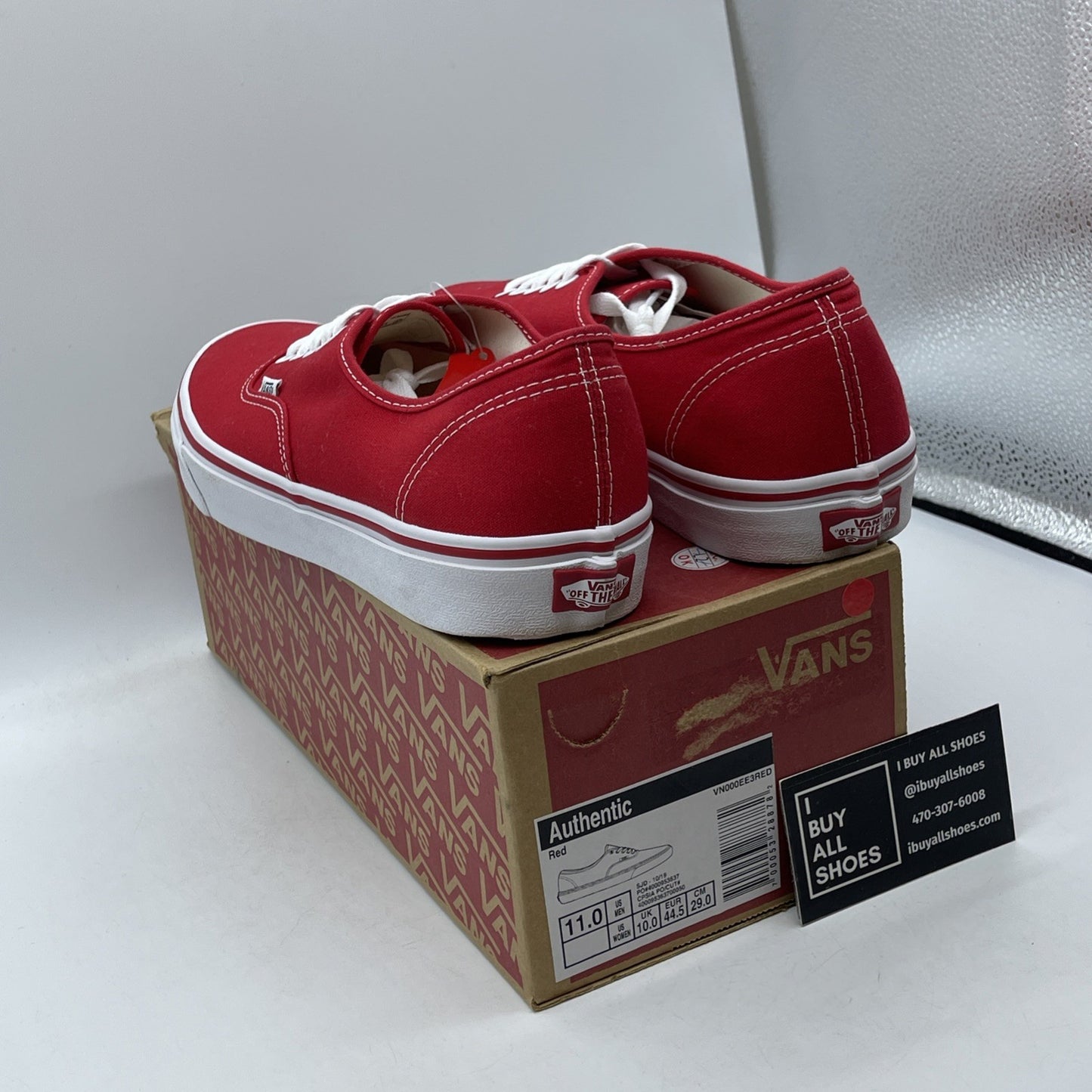 Size 11 - Vans core classic authentic Red White Suede (VN000EE3RED1)