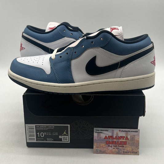 Size 10.5 - Nike Air Jordan 1 Low SE Shoes White Armory Navy (HM3711-144)