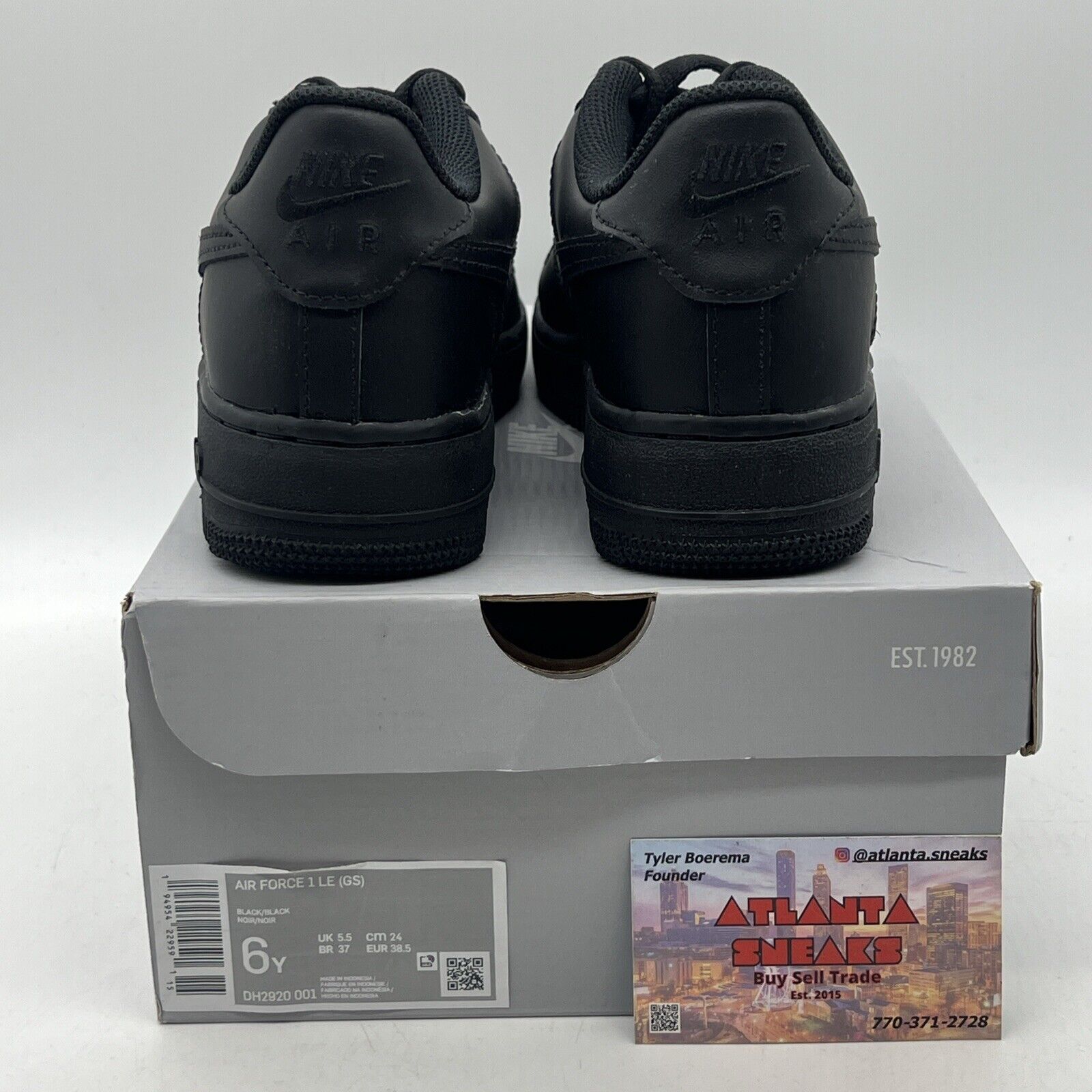 Size 6Y - Nike Air Force 1 '07 Low Triple Black Leather (DH2920-001)