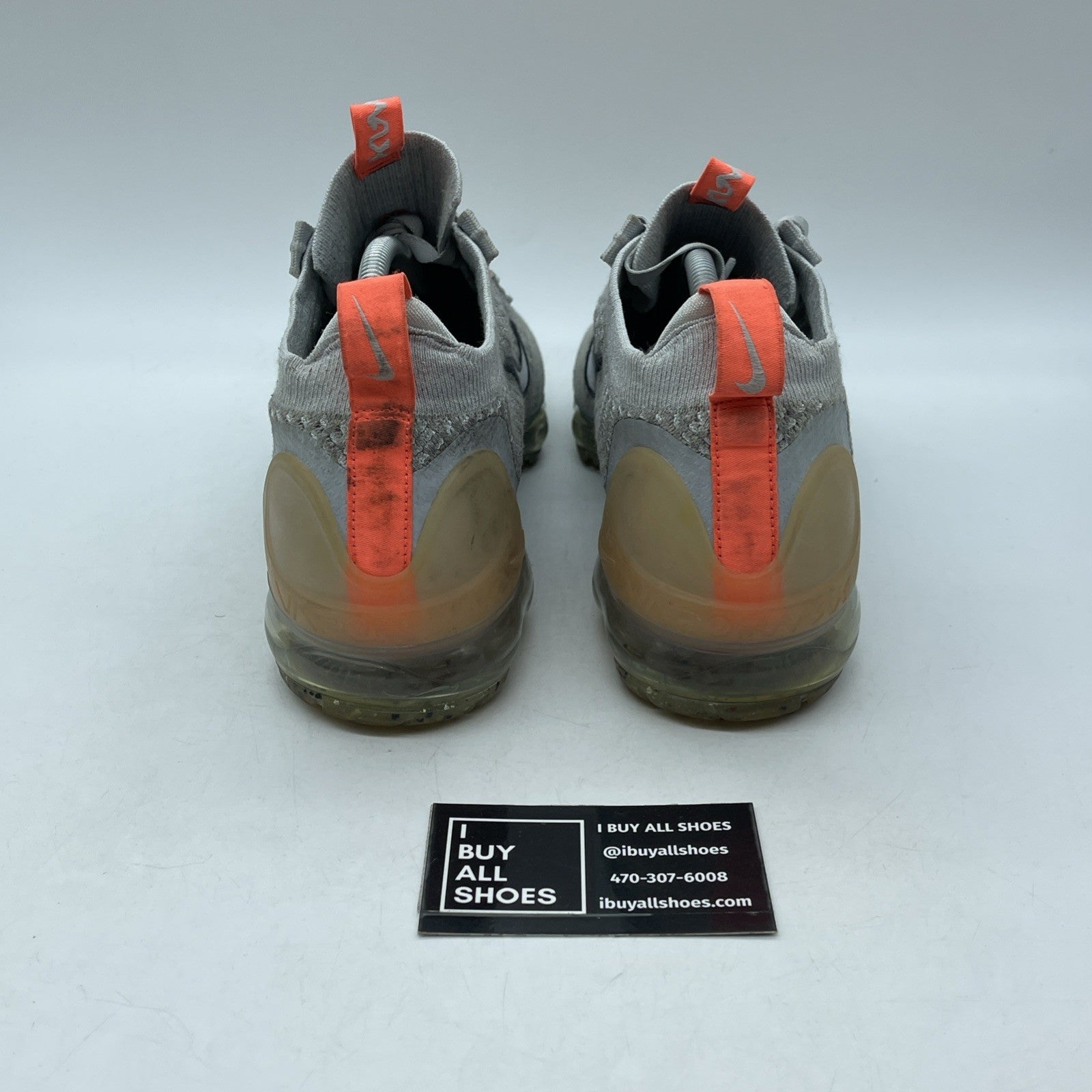 Size 9.5 - Nike Air VaporMax 2021 Flyknit Grey Fog Bright Mango