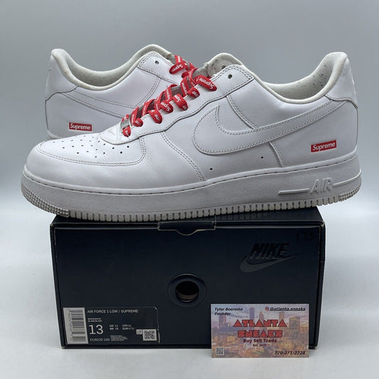 Size 13 - Nike Air Force 1 x Supreme Low Box Logo - White Leather (CU9225-100)