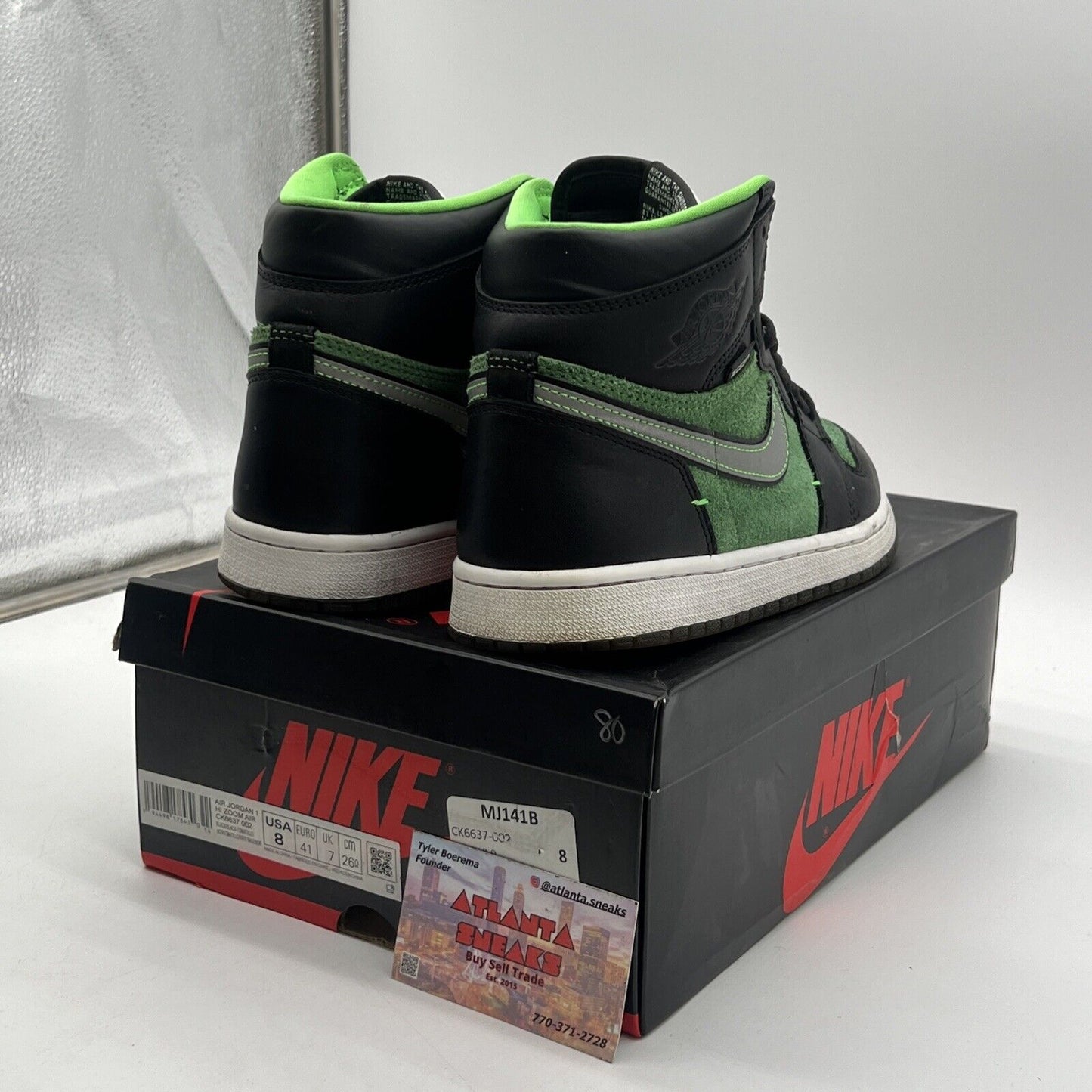 Size 8 - Air Jordan 1 Zoom High Zen Green Black Leather White (CK6637-002)