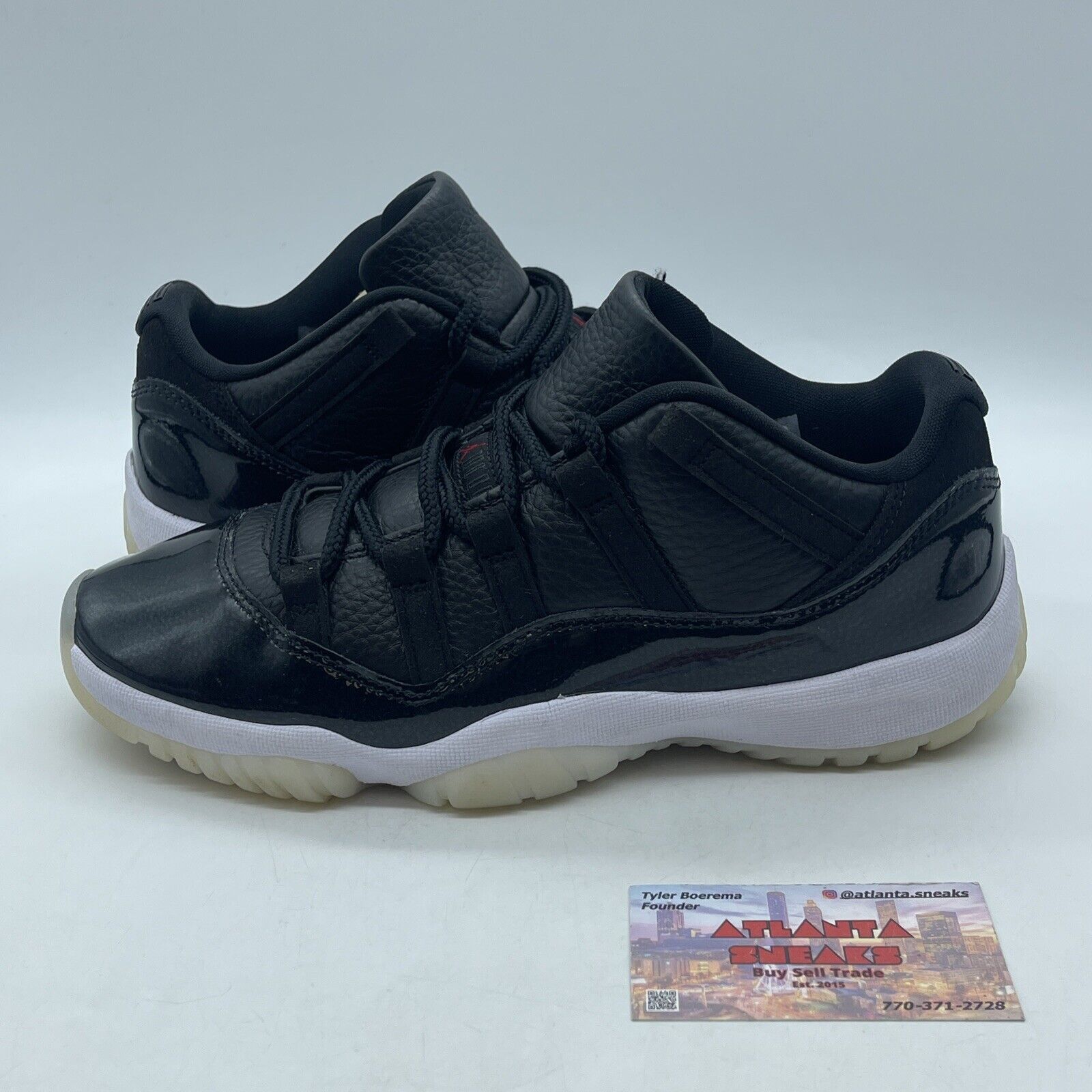 Size 8 - Jordan 11 Retro Low 72-10 Black Red White Leather (AV2187-001)