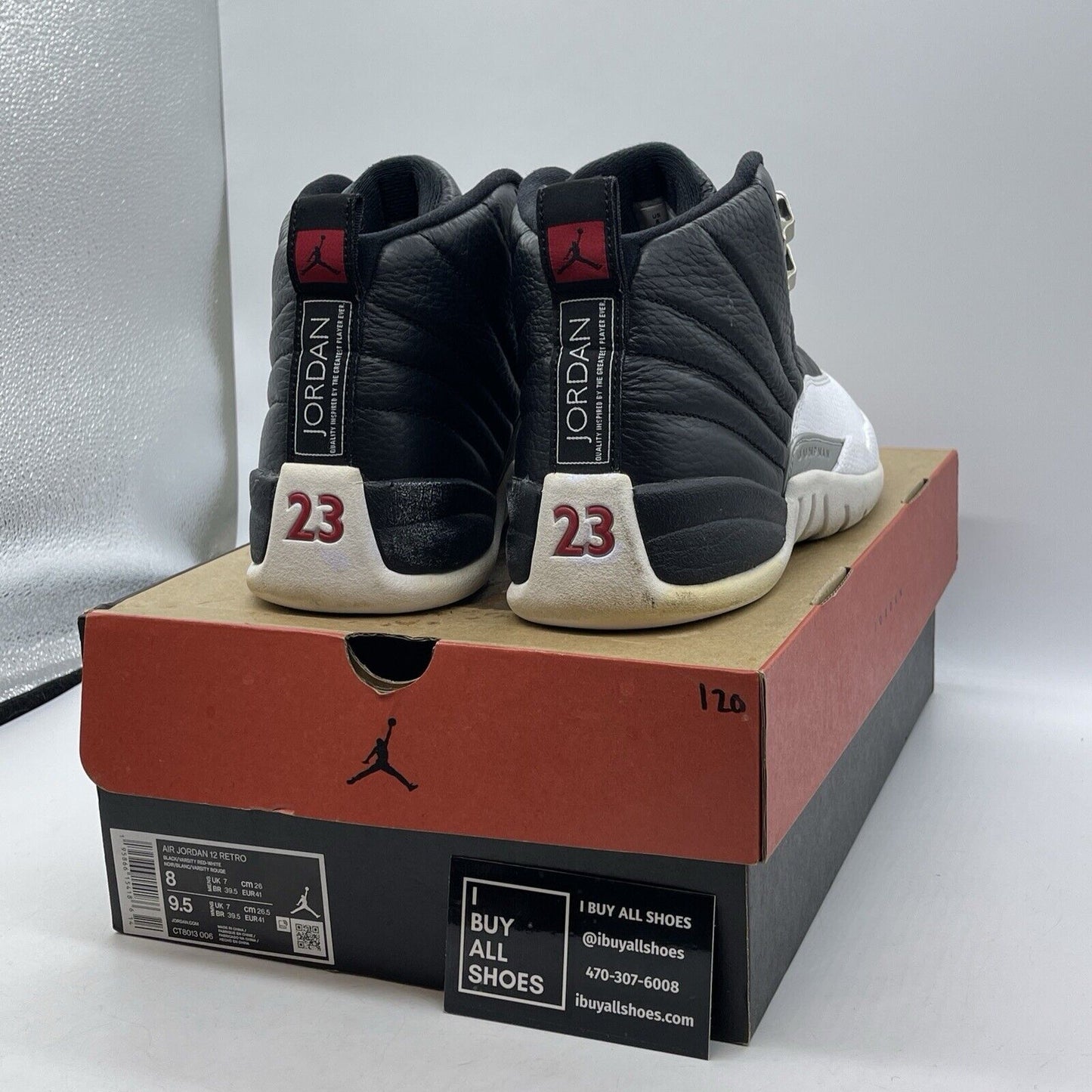 Size 8 - Jordan 12 Retro Mid Playoff Black Red White Silver Leather (CT8013-006)