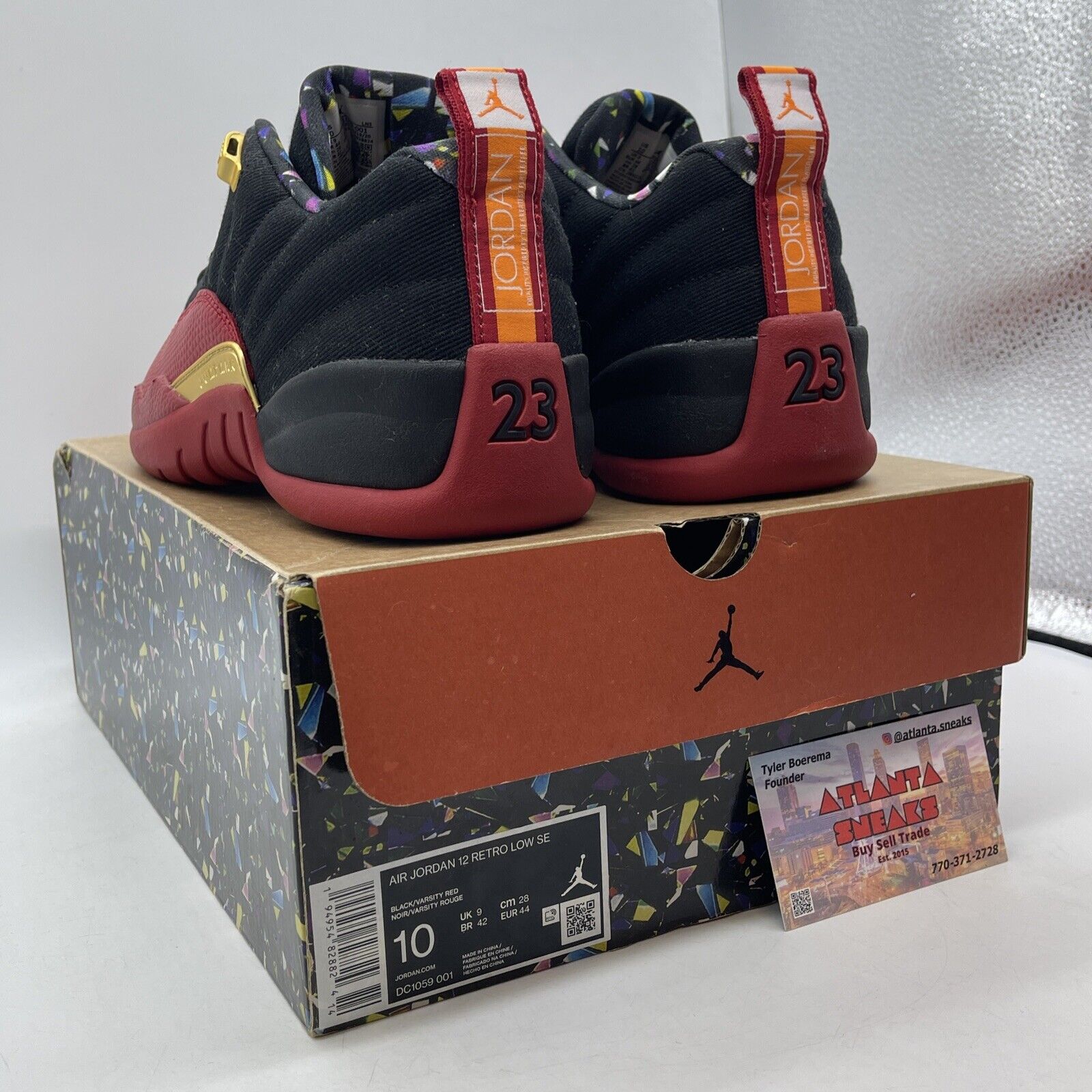 Size 10 - Jordan 12 Low SE 'Super Bowl' Black Red Gold Orange (DC1059-001)