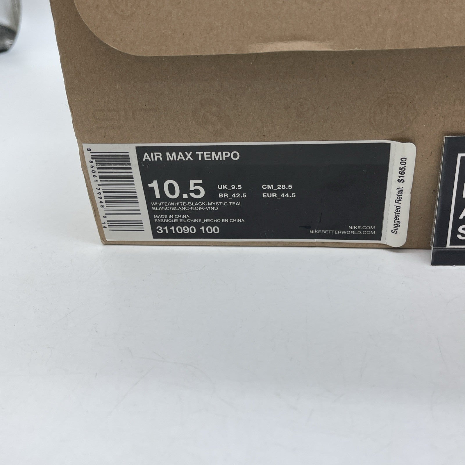 Size 10.5 - Nike Air Max Tempo 2011 White Black Teal Suede Leather (311090-100)